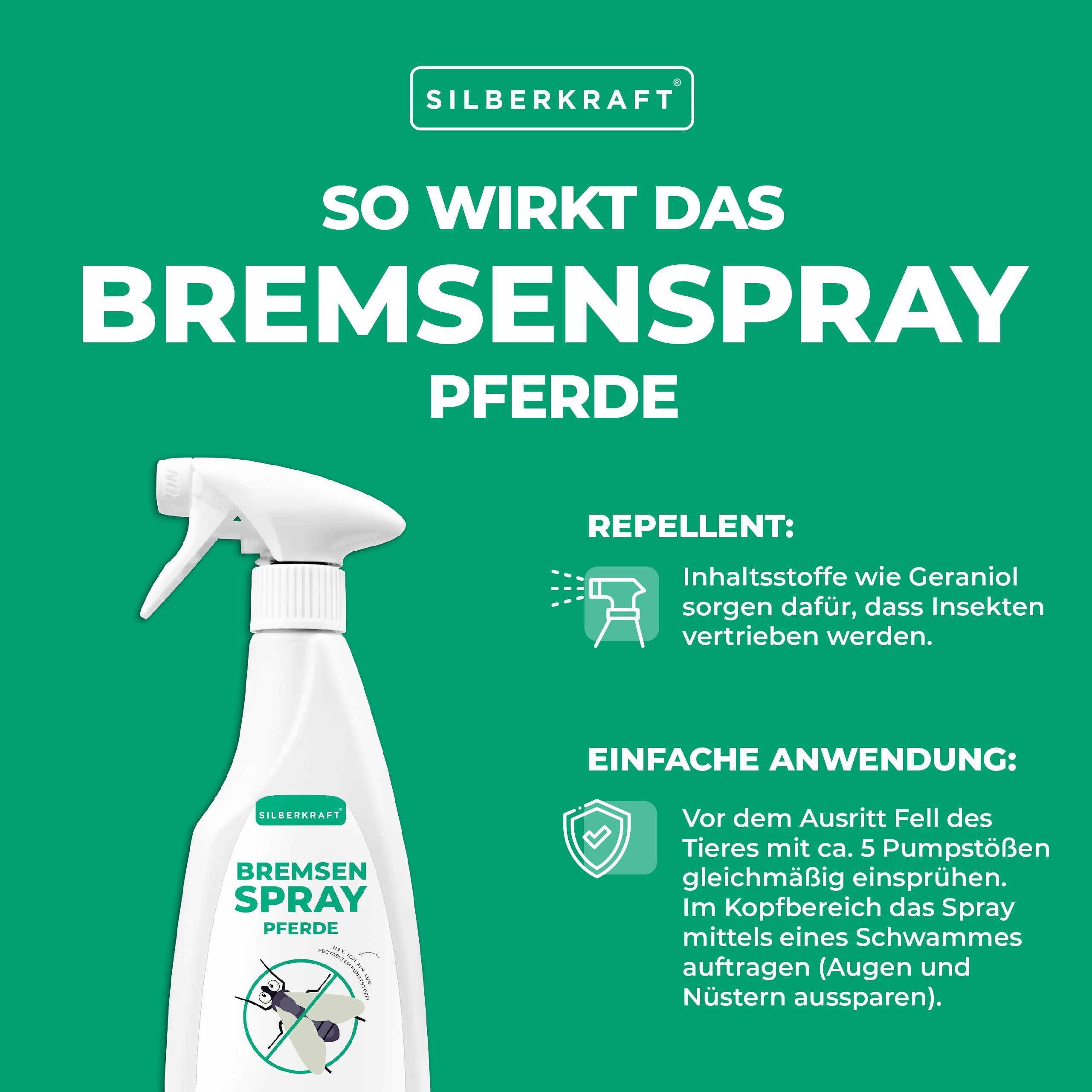 Insektenspray 500 für Pferde, Bremsen-Spray 1-St. Silberkraft ml,