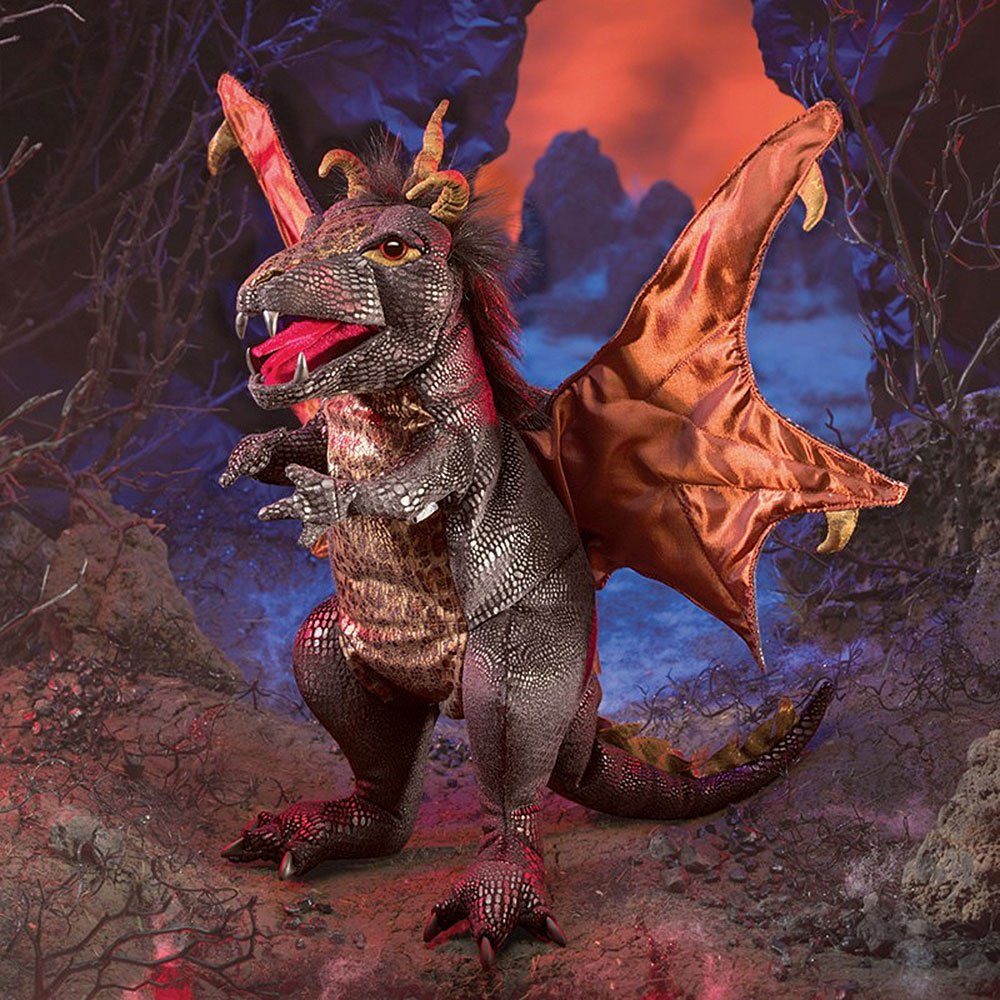 Folkmanis Handpuppen Handpuppe Folkmanis Schwarzer Drachen 3069 (Packung)