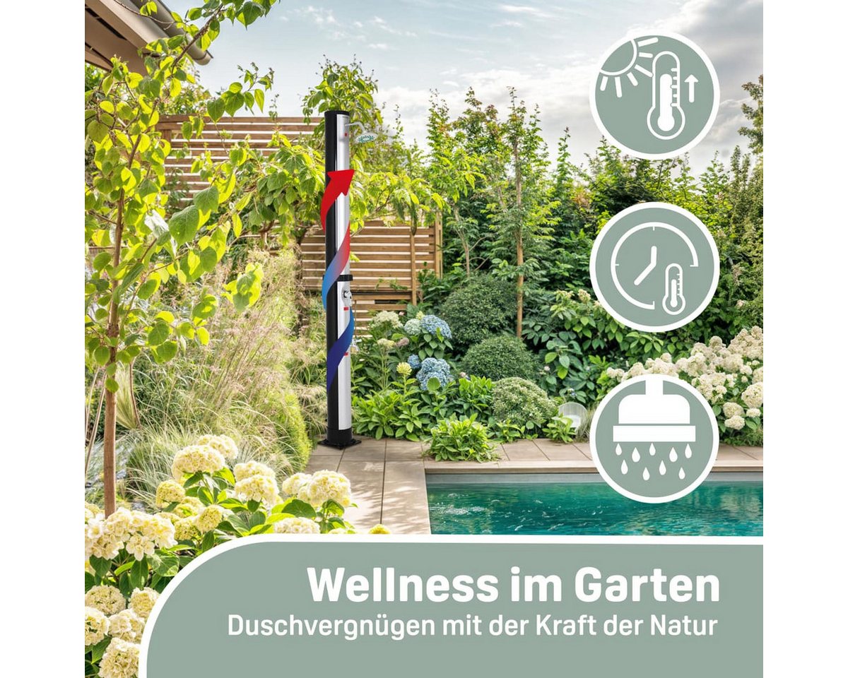 Thumbnail - monzana Solardusche Solardusche 35L, 35 Liter Gartendusche Campingdusche Pooldusche Schwarz Silber