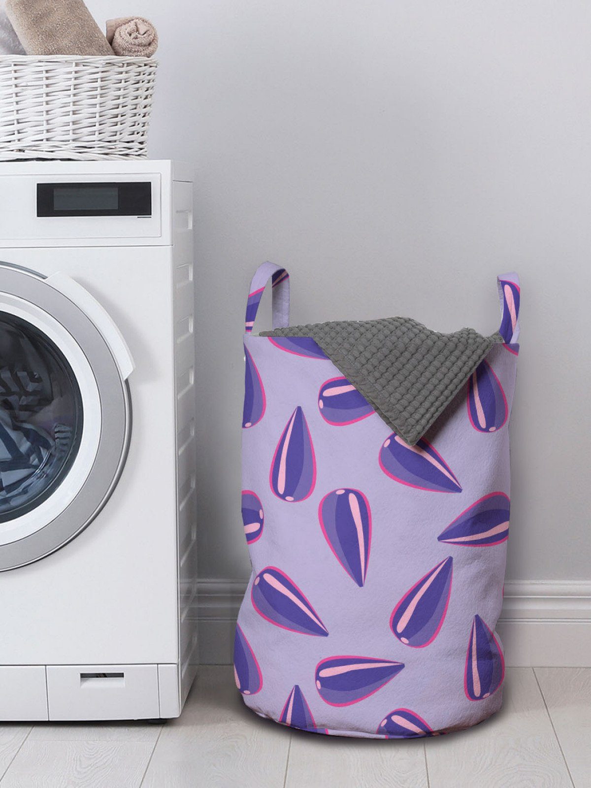 mit Wäschekorb Muster Kordelzugverschluss der Abakuhaus Blumensamen Griffen für Waschsalons, Wäschesäckchen Abstrakt
