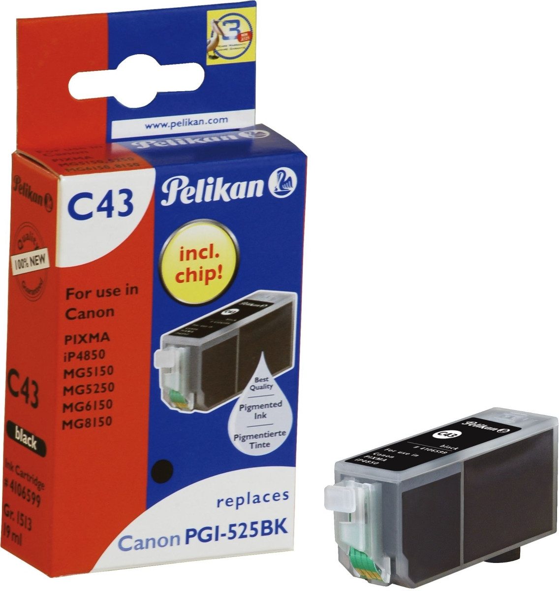 Tintenpatrone kompatibel mit Canon PGI-525 Gr. 1513 schwarz 19ml. Nachfülltinte