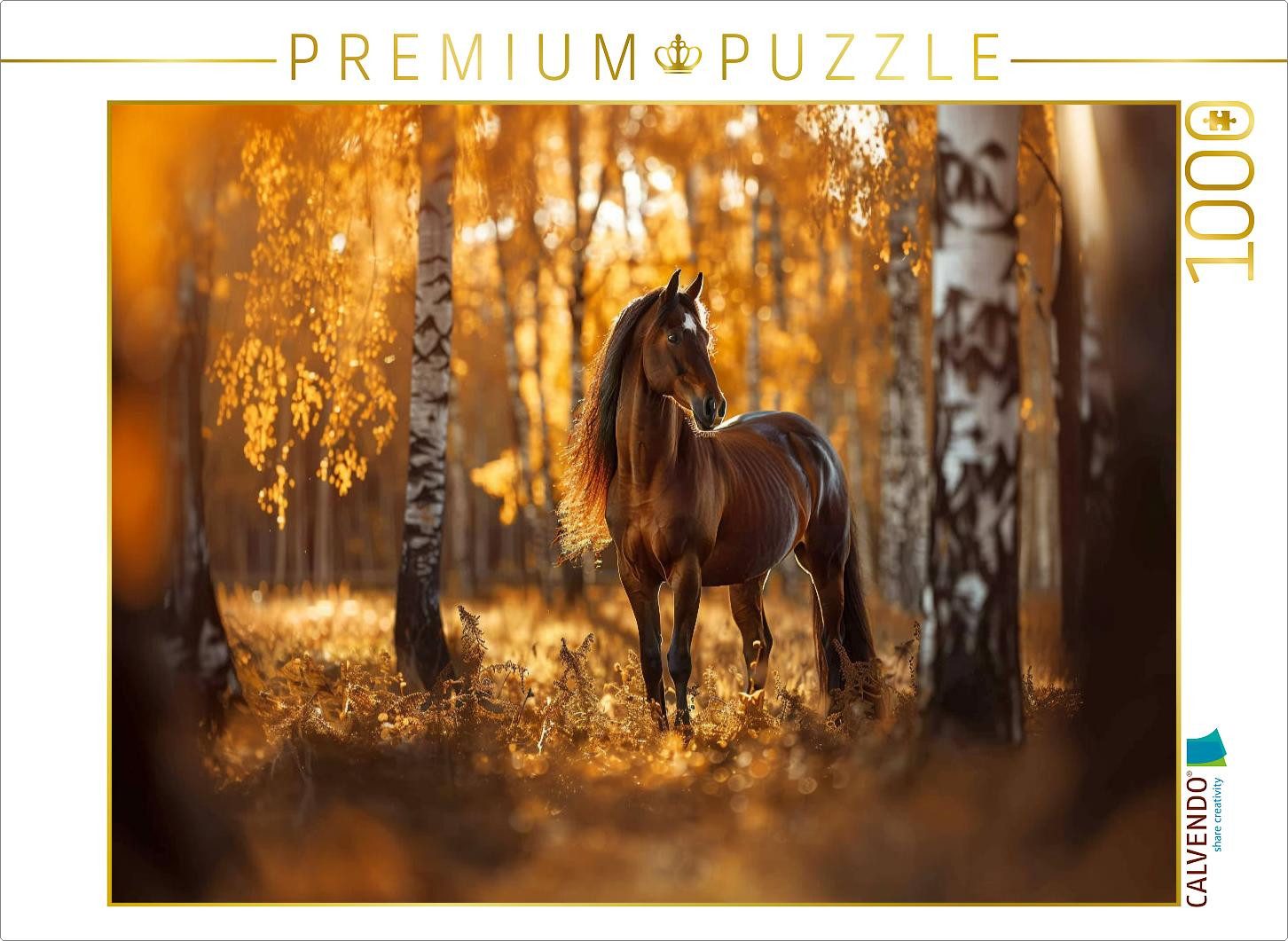 CALVENDO Puzzle CALVENDO Puzzle Braunes Pferd im Herbstwald, 1000 Teile Lege-Größe 64, 1000 Puzzleteile