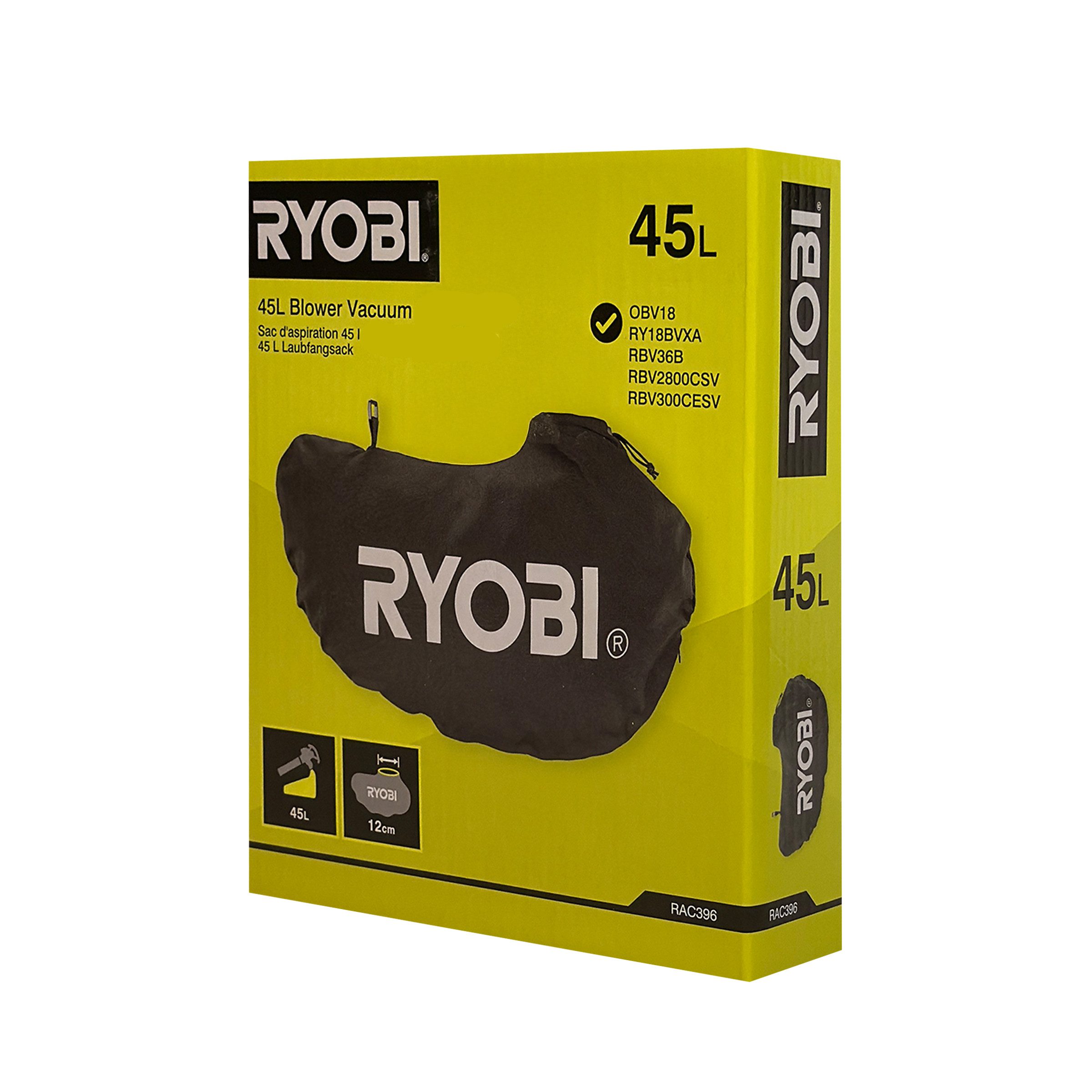 RYOBI Gartenpflege-Set Ryobi RAC396 Universal-Fangsack 45 l Ø12 cm für Garten-Blas/Sauggeräte