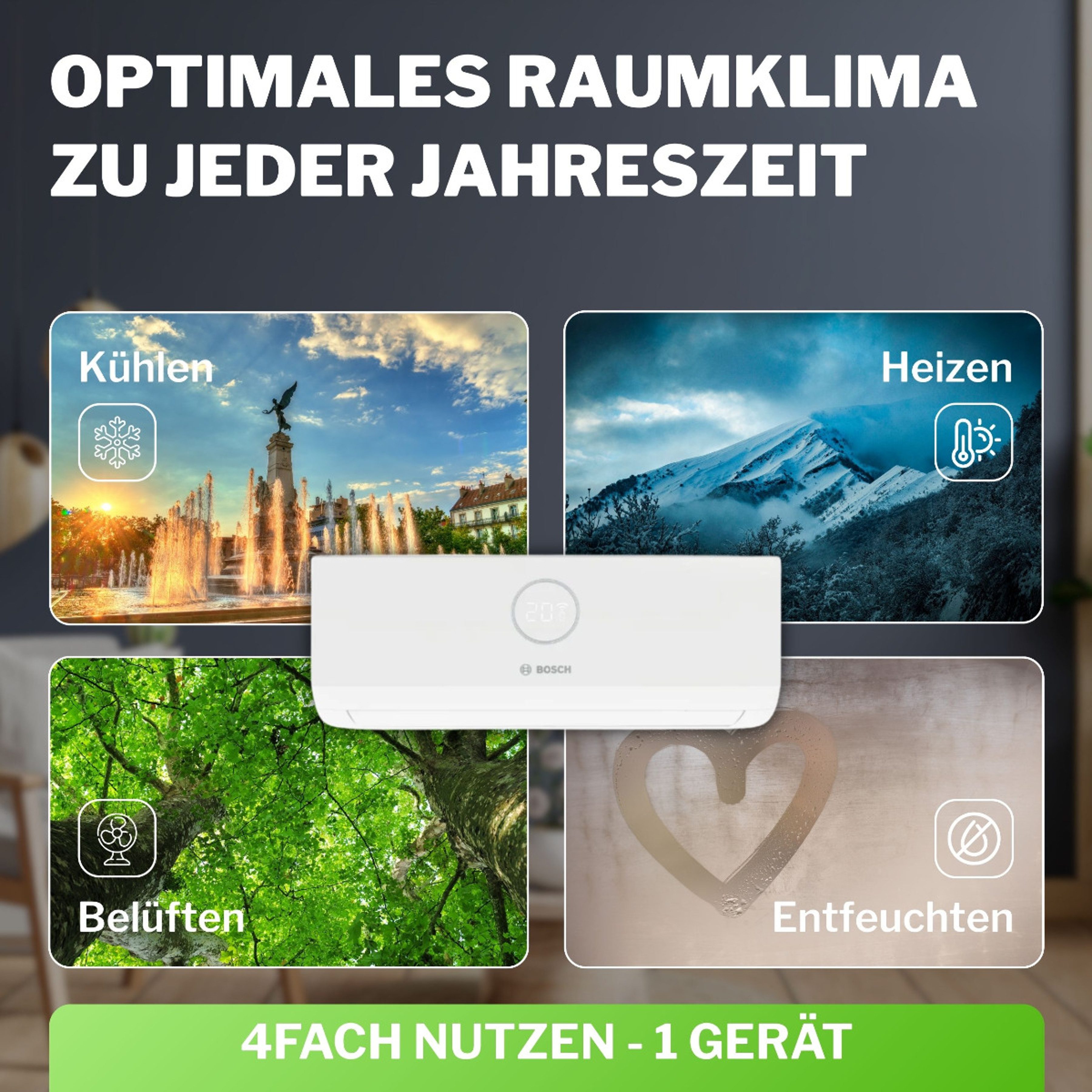 BOSCH Klimagerät CL5000M 53/2 E + CL3000iU W 20 E / CL3000iU W 35 E