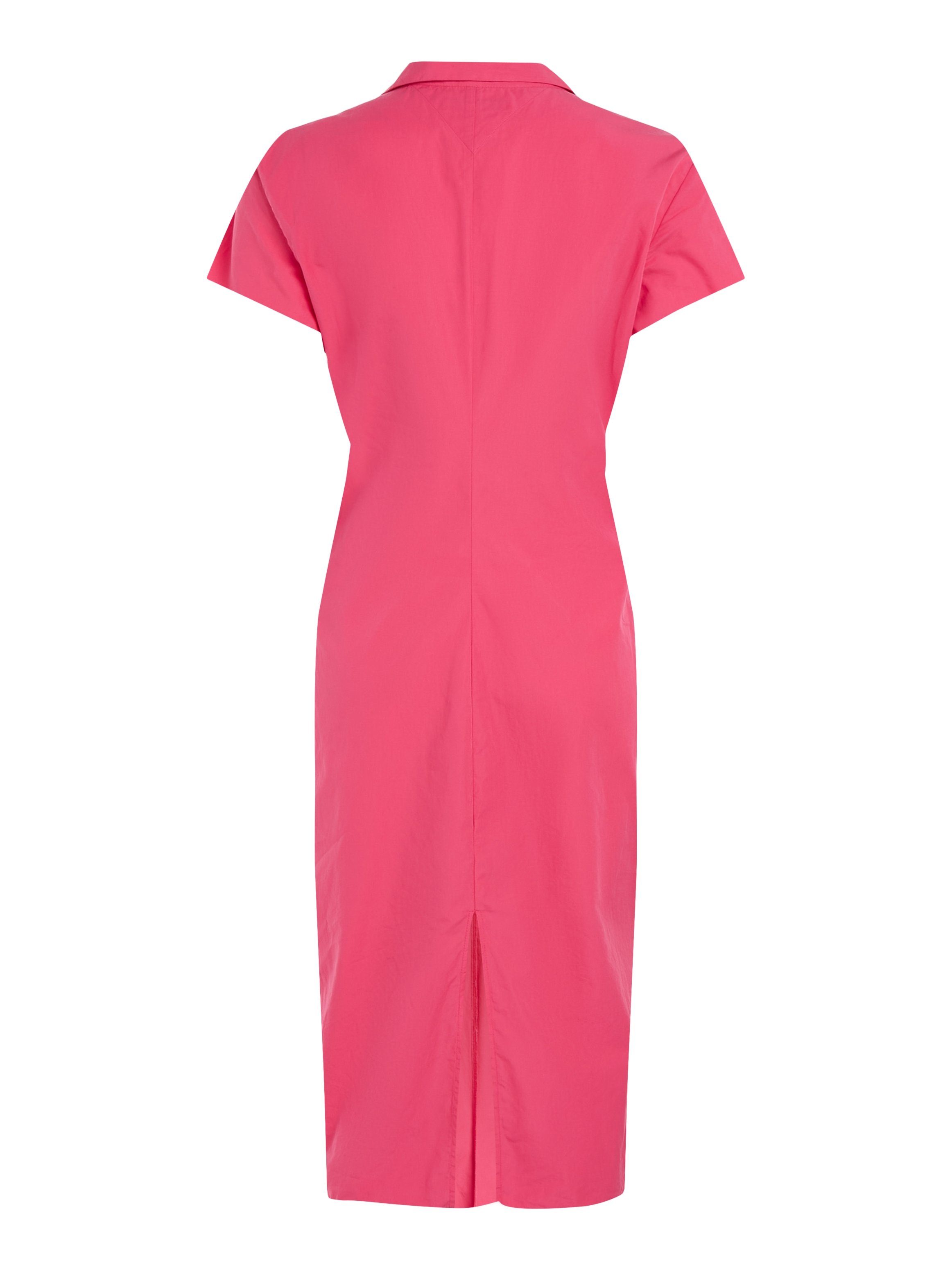 Hilfiger DRESS POPLIN SS Bright_Cerise_Pink in SOLID Blusenkleid der mit modischem MIDI Tommy Knotendetail Taille