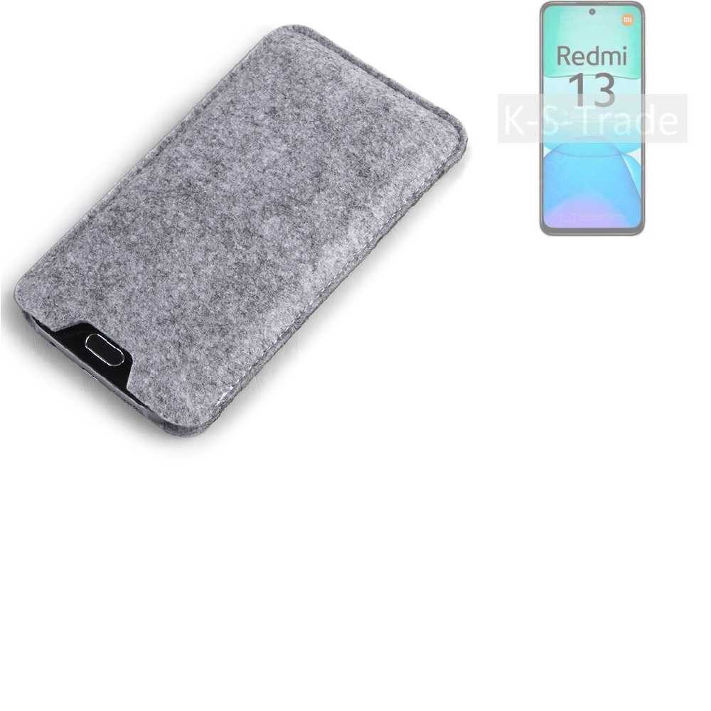 K-S-Trade Handyhülle für Xiaomi Redmi 13, Filz Handyhülle Schutzhülle Filztasche Filz Tasche Case Sleeve