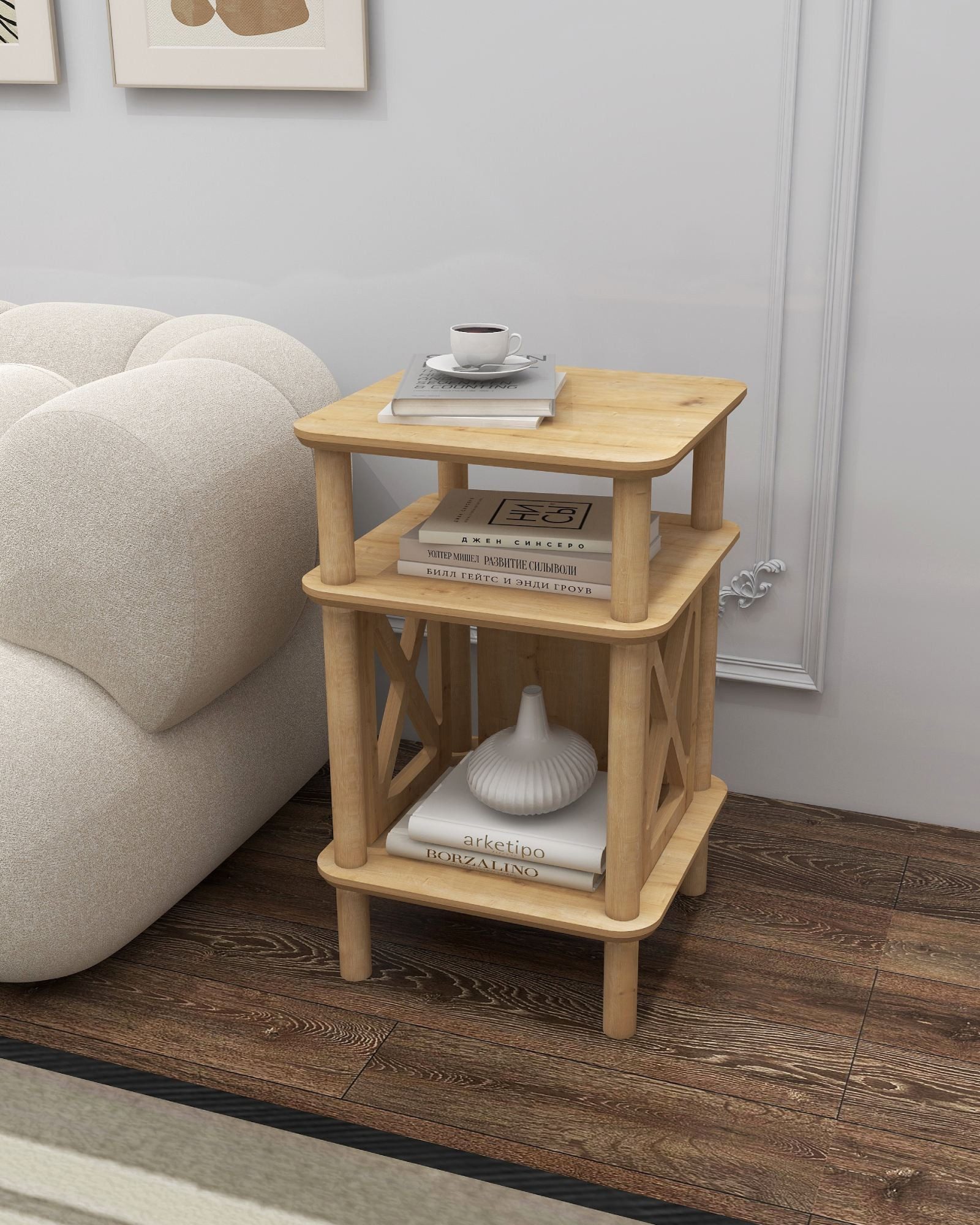 Skye Decor Beistelltisch Castagno (1-St., 1 Tisch), mit Holzbeinen