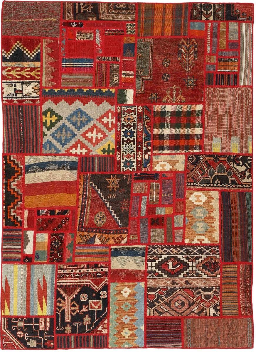 Orientteppich Kelim Patchwork 139x199 Handgewebter mm Perserteppich, Orientteppich / Nain Höhe: rechteckig, Trading, 4