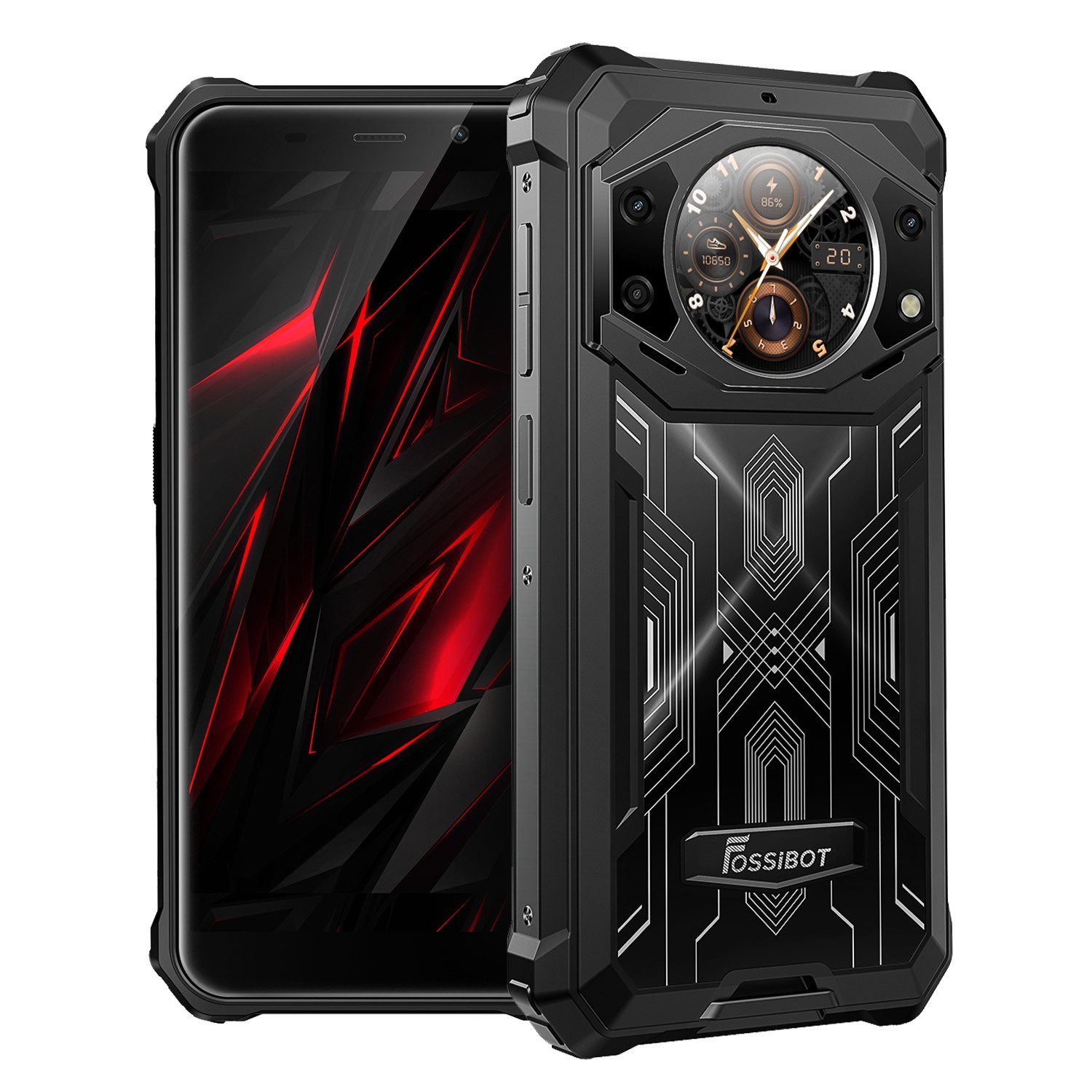 Fossibot F101 Pro 4G Outdoor Handy 8GB+128GB Rugged Smartphone (5.45 Zoll, 128 GB Speicherplatz, 24 MP Kamera, Zweitdisplay 10600mAh Android 13 IP68/IP69K)