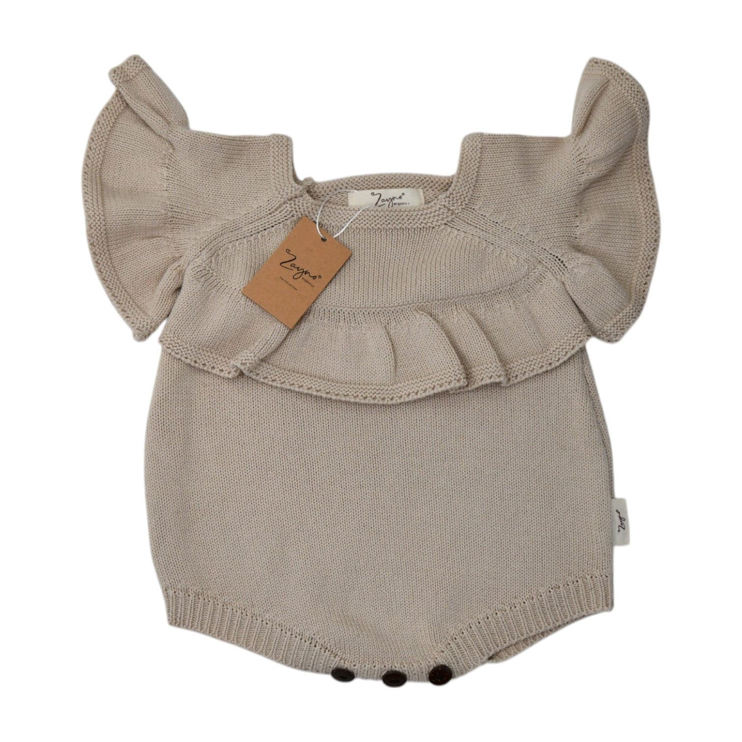 Zayno Body Body mit Trompetenärmeln 3-6 Monate 100% Biobaumwolle in Naturbraun (Set, 1-tlg., Hergestellt aus 100% Biobaumwolle) Bügeln auf niedriger Temperatur