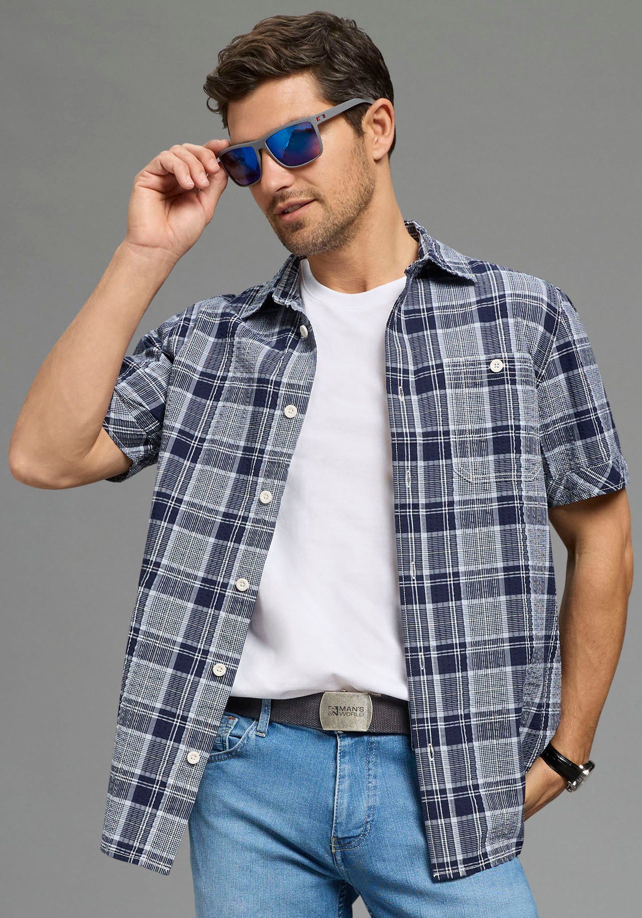 Man's World Sonnenbrille sportlich-modischer Stil, trapezförmige Vollrandfassung