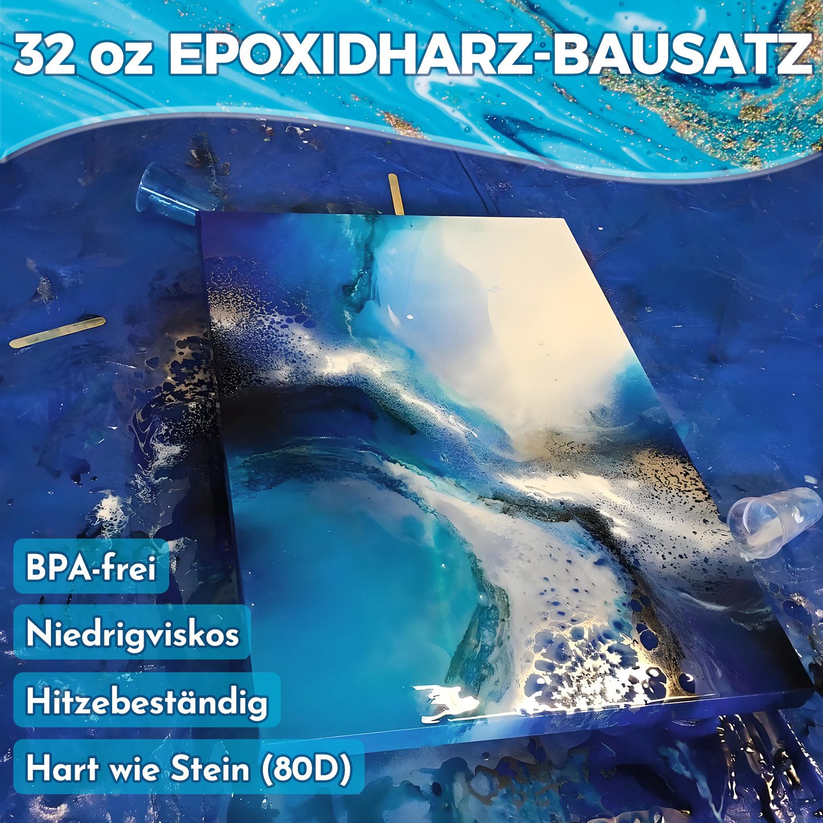 Bundviel Epoxidharz 256oz/64oz Epoxidharz Set Kristallklar Anfänger Set Harz gießen Set