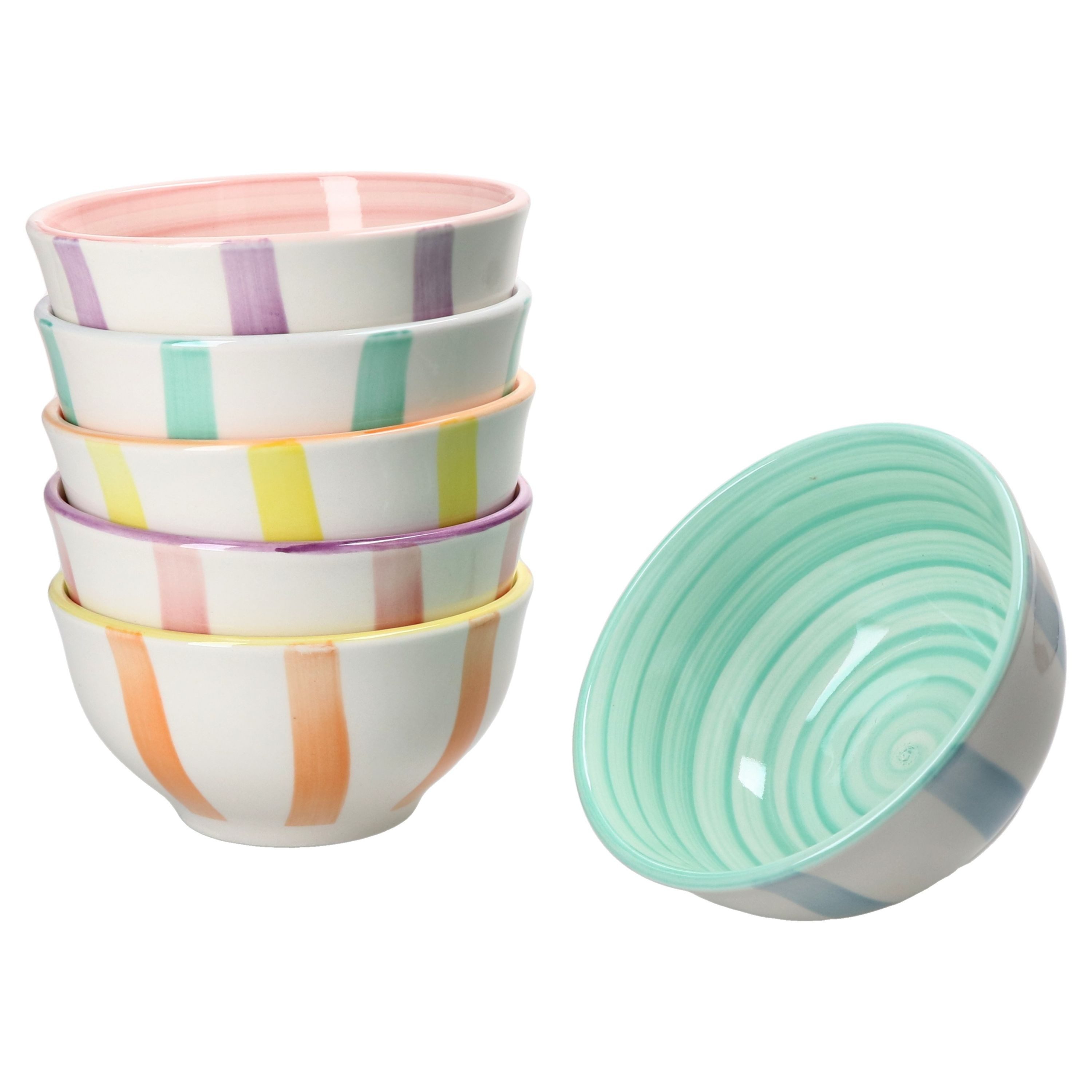 MamboCat Dipschale Beach Pastello Stripes 6er Set Snack- &Dip-Schälchen 12cm 220ml, Steingut – Bild 2 von 5