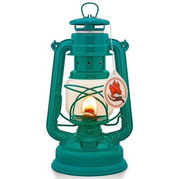 Feuerhand Outdoorkerze Sturmlaterne 276 inkl. Reflektorschirm (Spar-Set, 2-tlg., 1 x Lampe + 1 x Schirm), Farbe: Teal Blue, pulverbeschichtet