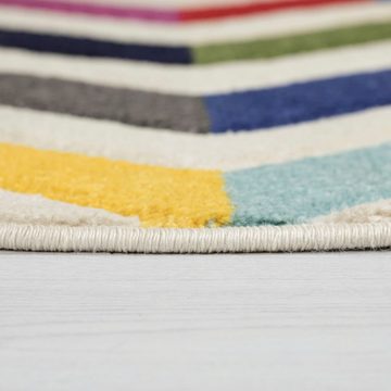 Teppich Bolero, FLAIR RUGS, rund, Höhe: 10 mm, fußbodenheizungsgeeignet, geometrisches Muster, gemustert, Zickzack