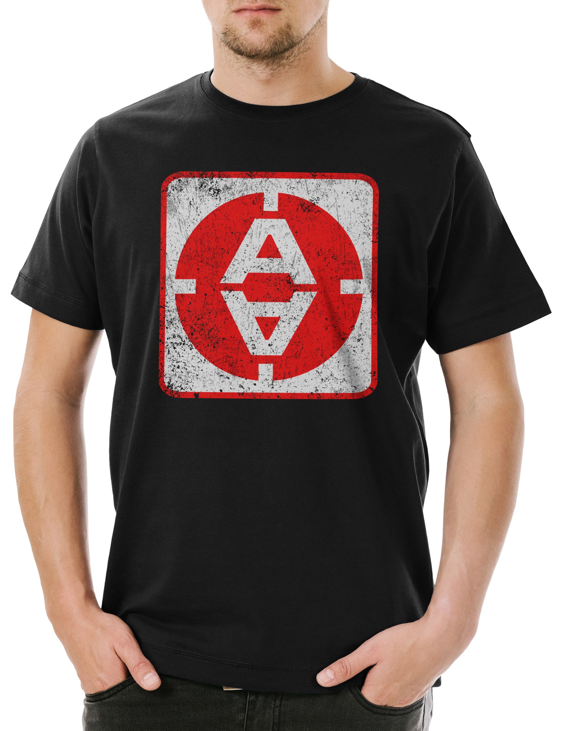 Print-Shirt Vintage Alpha Moonbase Door Logo Herren T-Shirt Scifi TV Space 1999