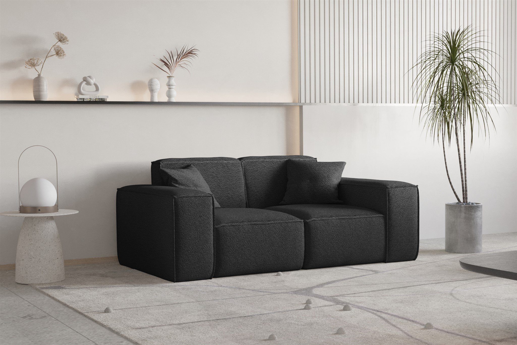 Fun Möbel 1 Zierkissen) 2-teilig Inkl. (Inkl. 2-Sitzer Sofa 2 Rückenkissen, Chaiselongue PREMIUM, Sofa-Set und Polstergarnitur CELES