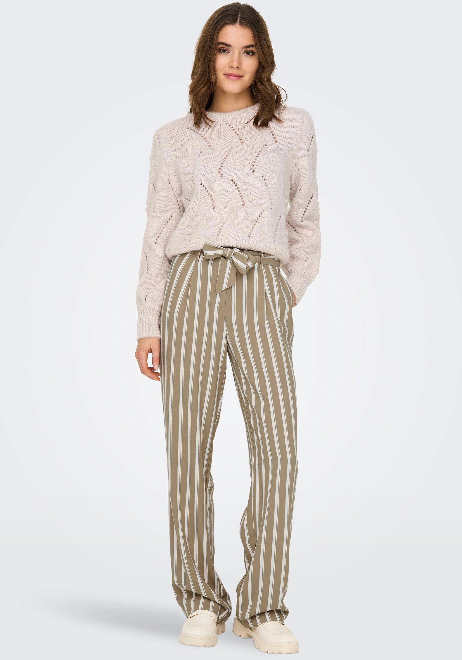 CC HW Mink Anzughose BELT STRIPE PANT Silver Dancer Stripes:Cloud ONLY ONLLOWA TLR