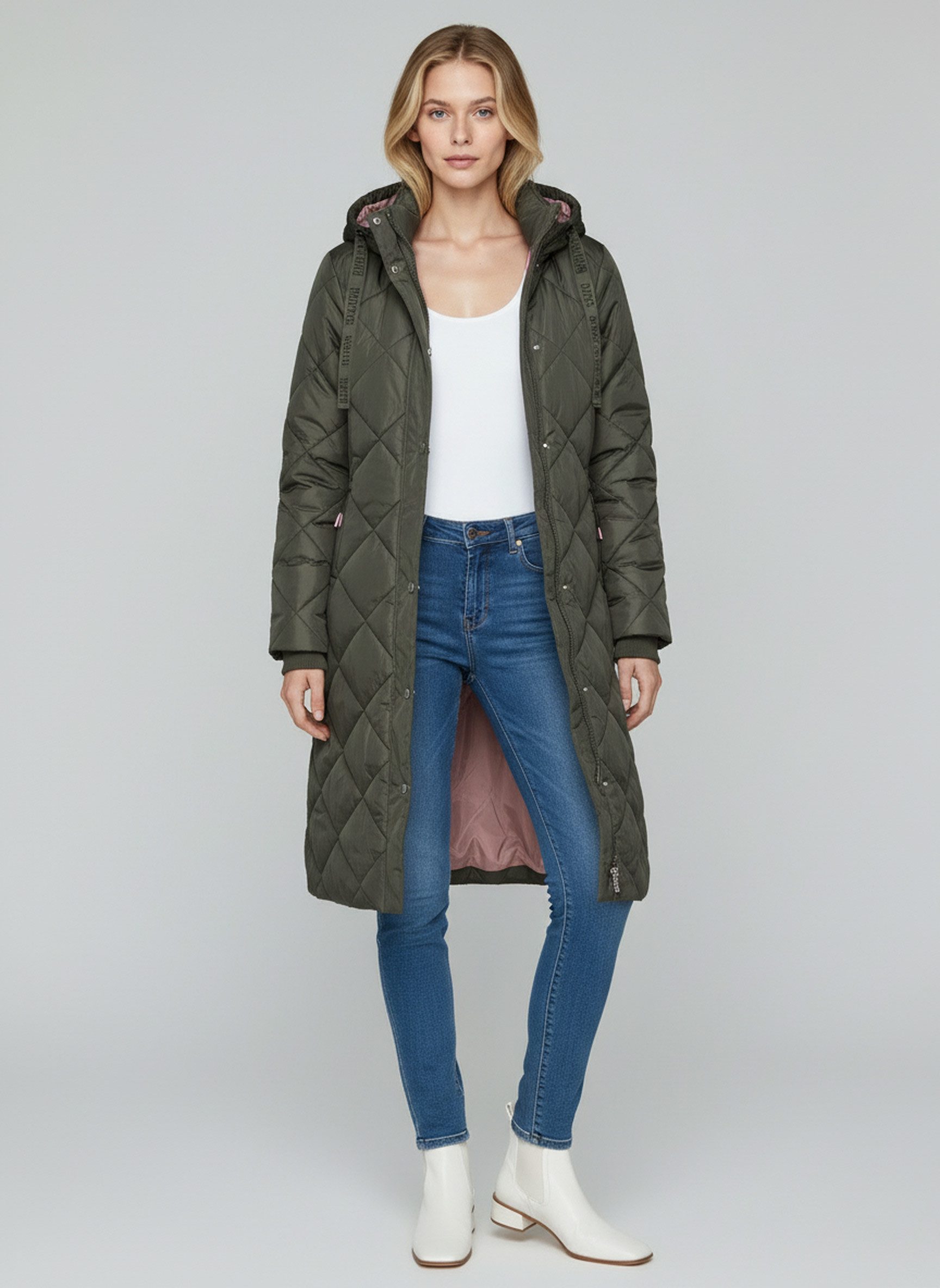 SUBLEVEL Steppjacke Damen Mantel mit Kapuze lange Winter Jacke Parka Stehkr günstig online kaufen
