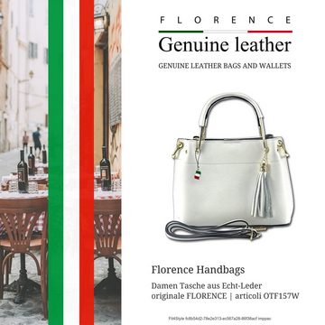FLORENCE Handtasche Florence Umhängetasche Damen Handtasche (Umhängetasche), Damen Leder Umhängetasche, Handtasche, weiß ca. 30cm