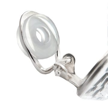 Schöner-SD Paar Ohrclips mit Kristall rund Halbkugel, 925 Silber
