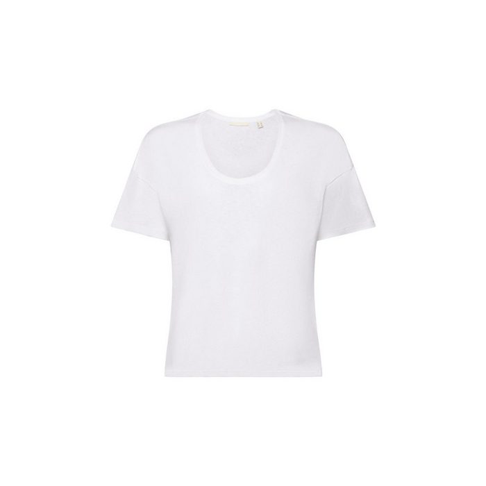 edc by Esprit T-Shirt T-Shirt aus Baumwolle-Leinen-Mix (1-tlg)