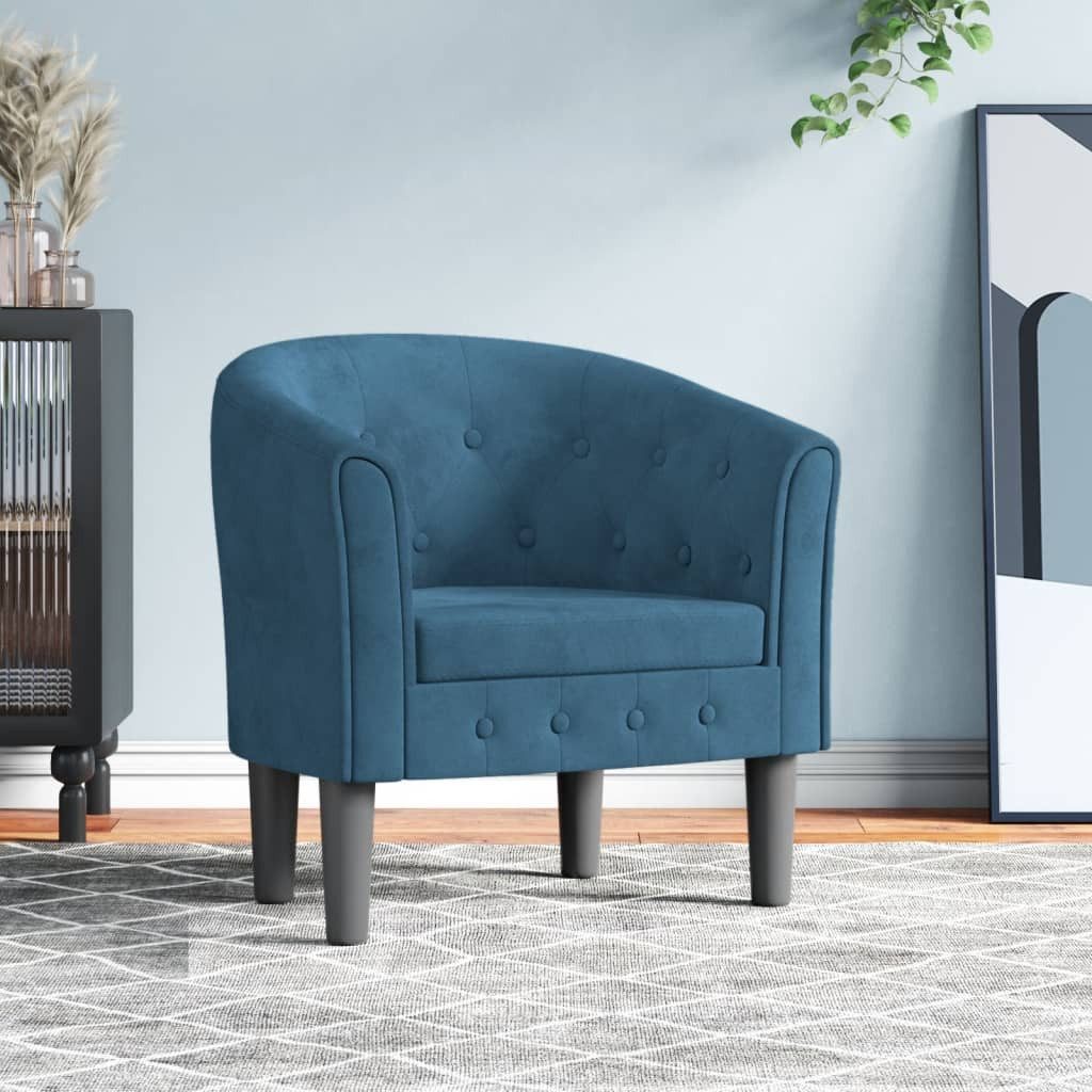 furnicato Cocktailsessel Moderner Clubsessel Dunkelblau 70 x 56 x 68 cm mit Samtbezug und (1-St), Gepolsterter Sessel mit Knopfheftung für das Wohnzimmer oder Büro