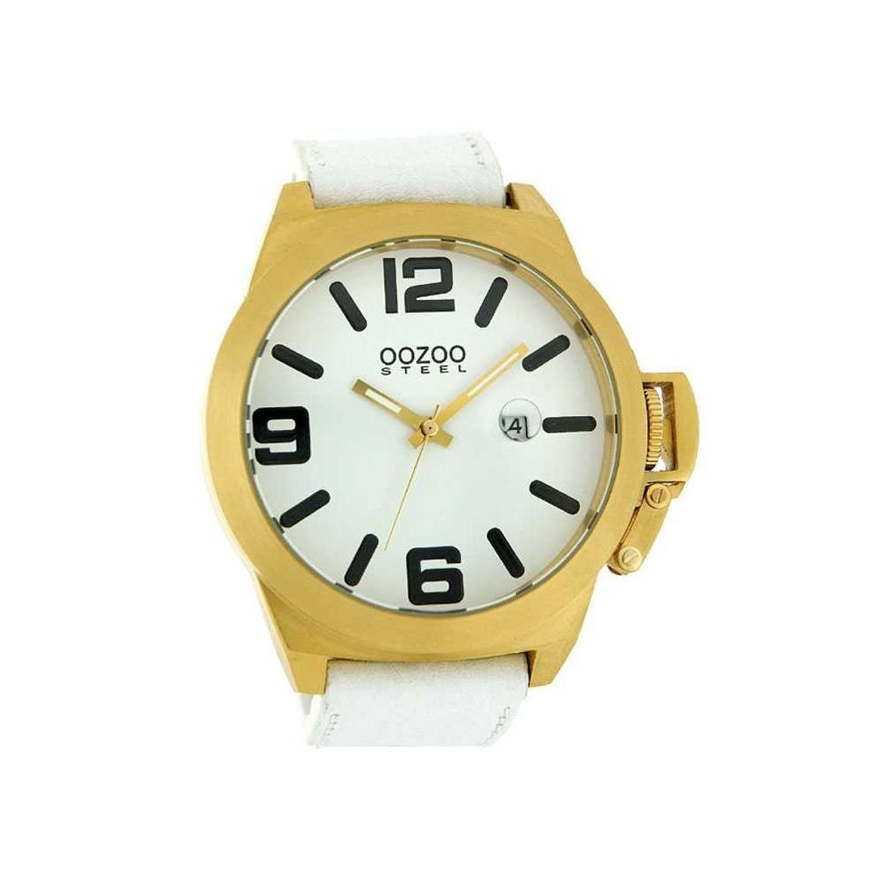 OOZOO Quarzuhr Steel OS0107 XXL Herrenuhr weiss/g - 50 mm