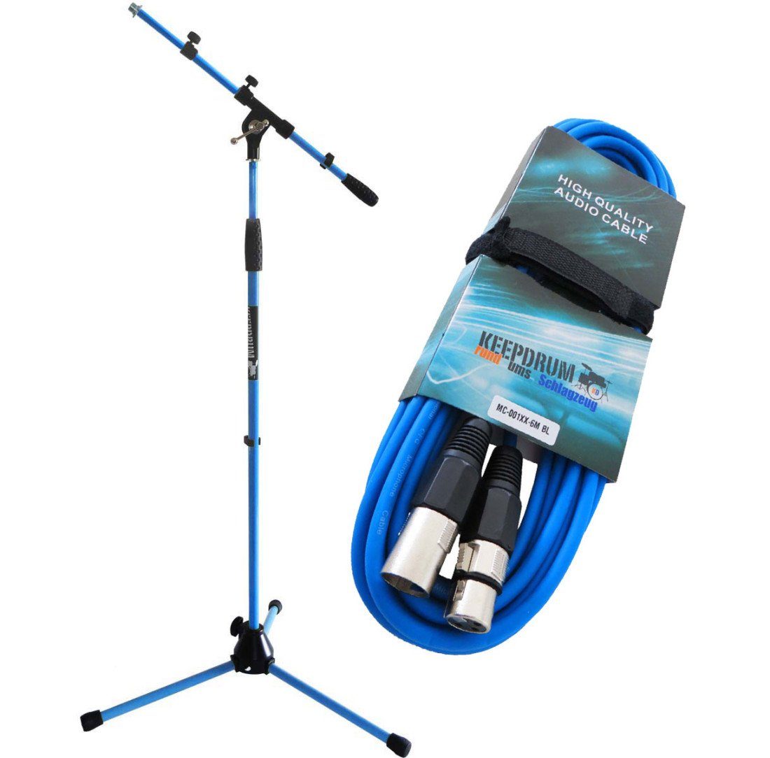 Mikrofonständer keepdrum MS106 BL Blau Mikrofonständer mit 6m XLR Kabel Blau