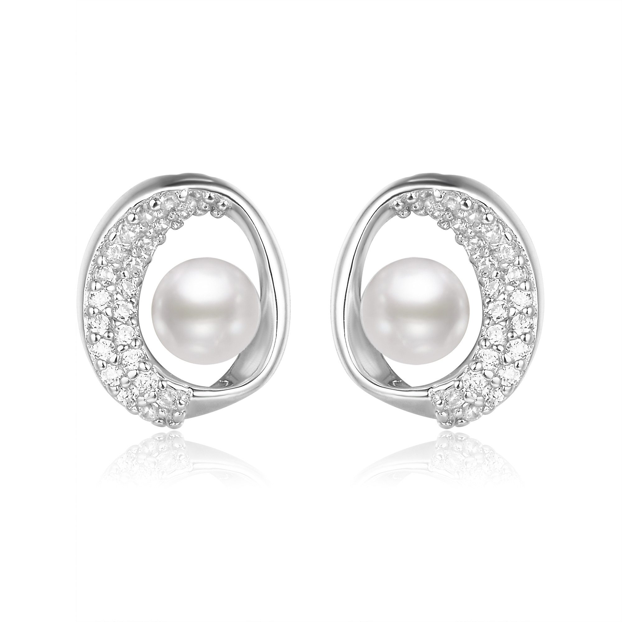 Schöner-SD Paar Ohrstecker Perlenohrringe kleine Perle und Zirkonia Kristal günstig online kaufen