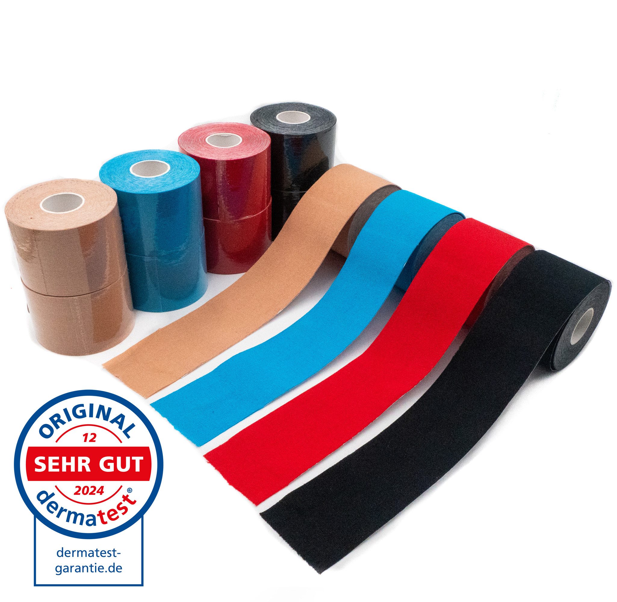 Axion Kinesiologie-Tape Kinesio-Tapes selbstklebend - Wasserfeste Tapes, 4 Farben (Set, 12-St) Physiotape, Sporttape Bandage, für Ihre Physiotherapie