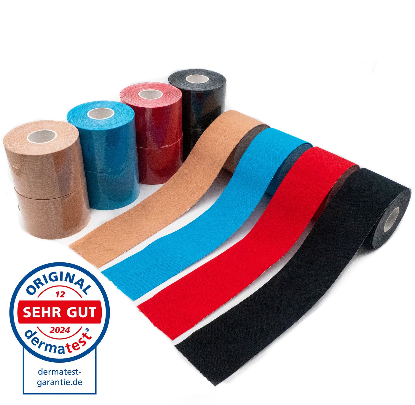 Axion Kinesiologie-Tape Kinesio-Tapes selbstklebend - Wasserfeste Tapes, 4 Farben (Set, 12-St) MEDIZINPRODUKT, Physiotape, Sporttape Bandage