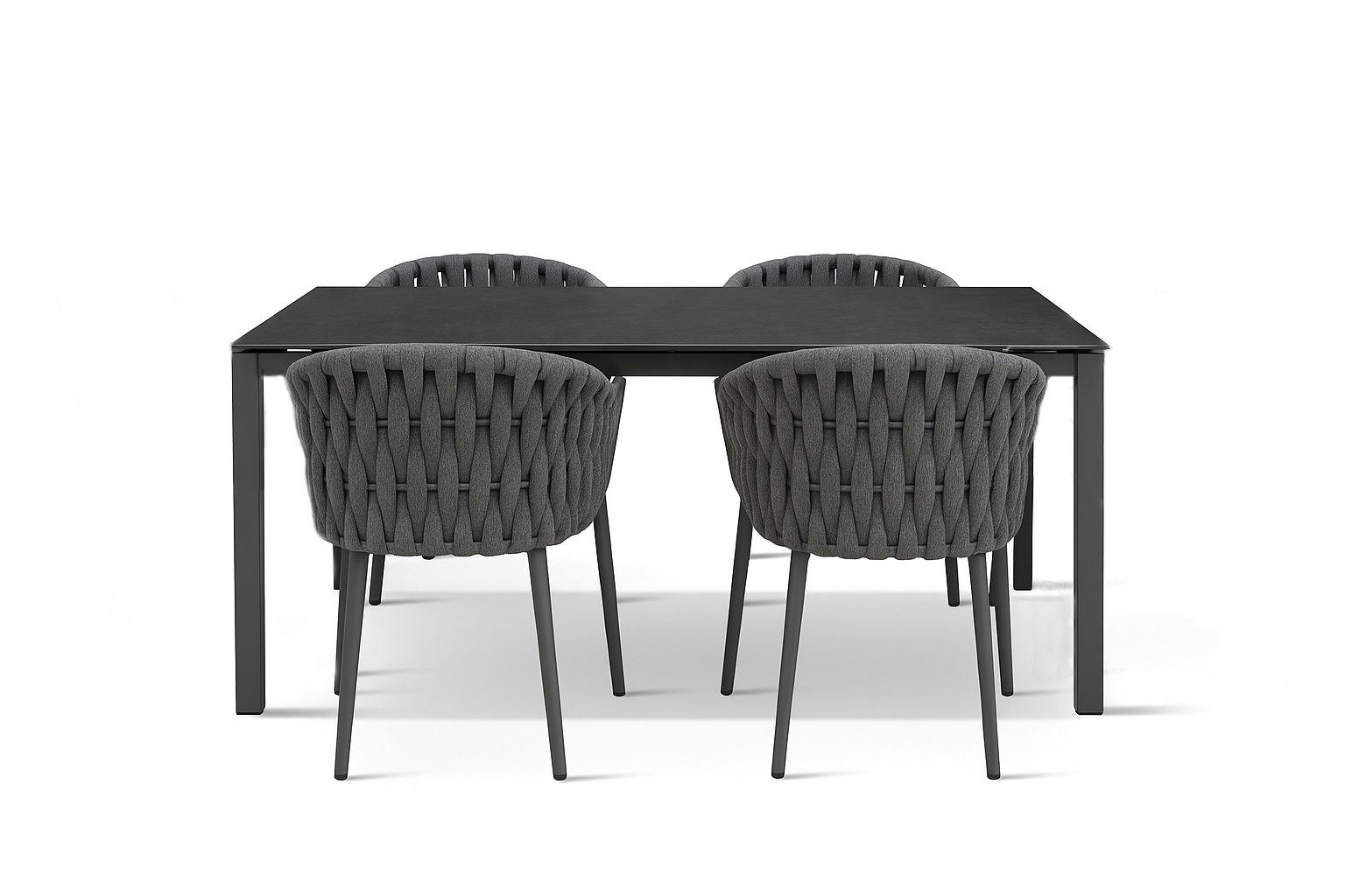 Destiny Garten-Essgruppe MOLINO CREMONA, Aluminium, 4 Sessel, Tisch 160x90x74 cm, Tischplatte Glaskeramik