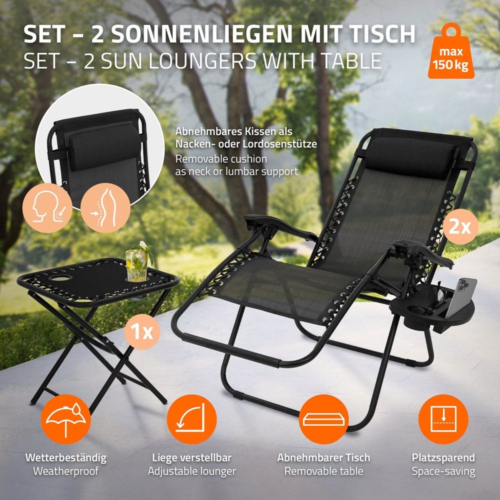 ML-DESIGN Gartenlounge-Set Sonneliege klappbar mit Tisch günstig online kaufen