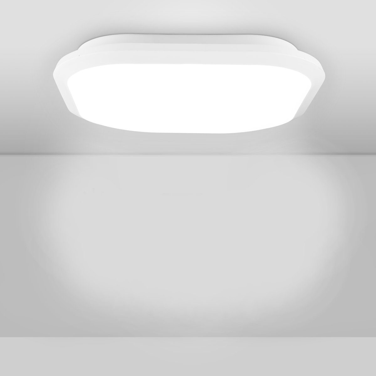 LETGOSPT LED fest 4000 ‎Kaltweiß, Deckenlampe, 6000K 24 LED Flur integriert, Weiß Modern für Küche, 30x30x6cm, Schlafzimmer, Quadratisch, Watt Deckenleuchte LED Badezimmer, Lumen