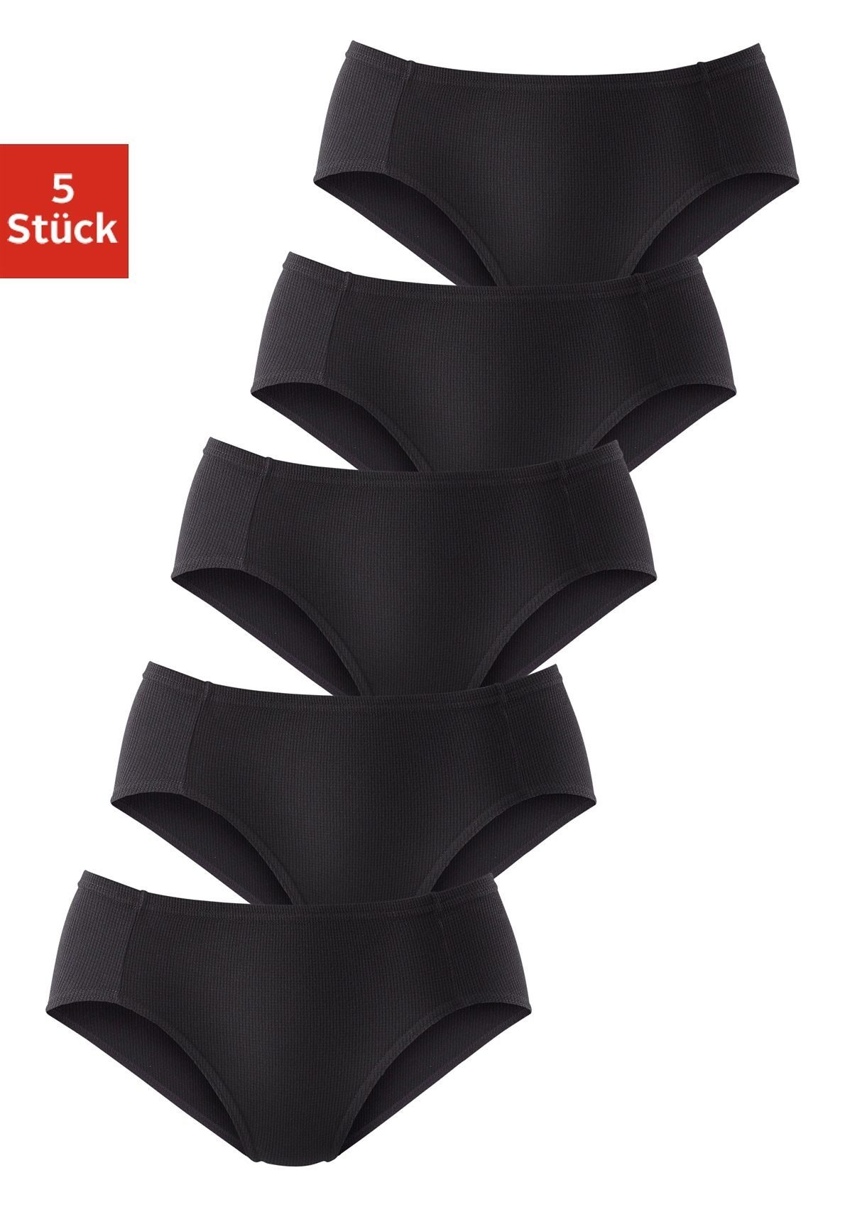 petite 5-St) Slips schwarz fleur Pikee-Qualität (Packung, aus weicher Jazz-Pants