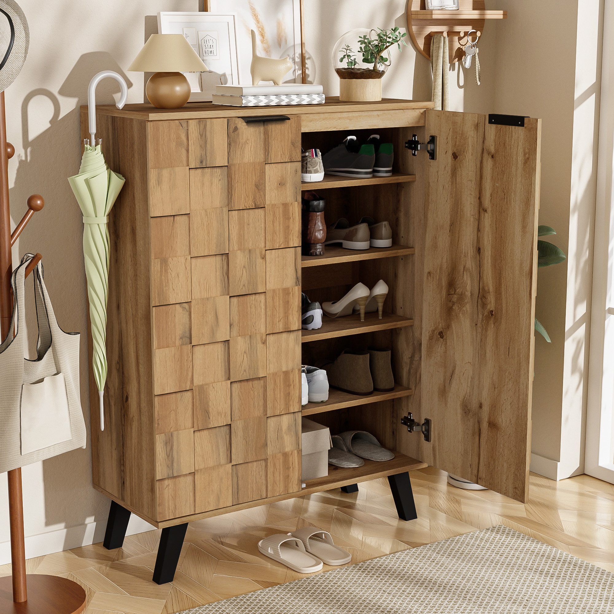 Refined Living Schuhschrank Moderner Sideboard mit 5 Fächern, Aufbewahrungs günstig online kaufen