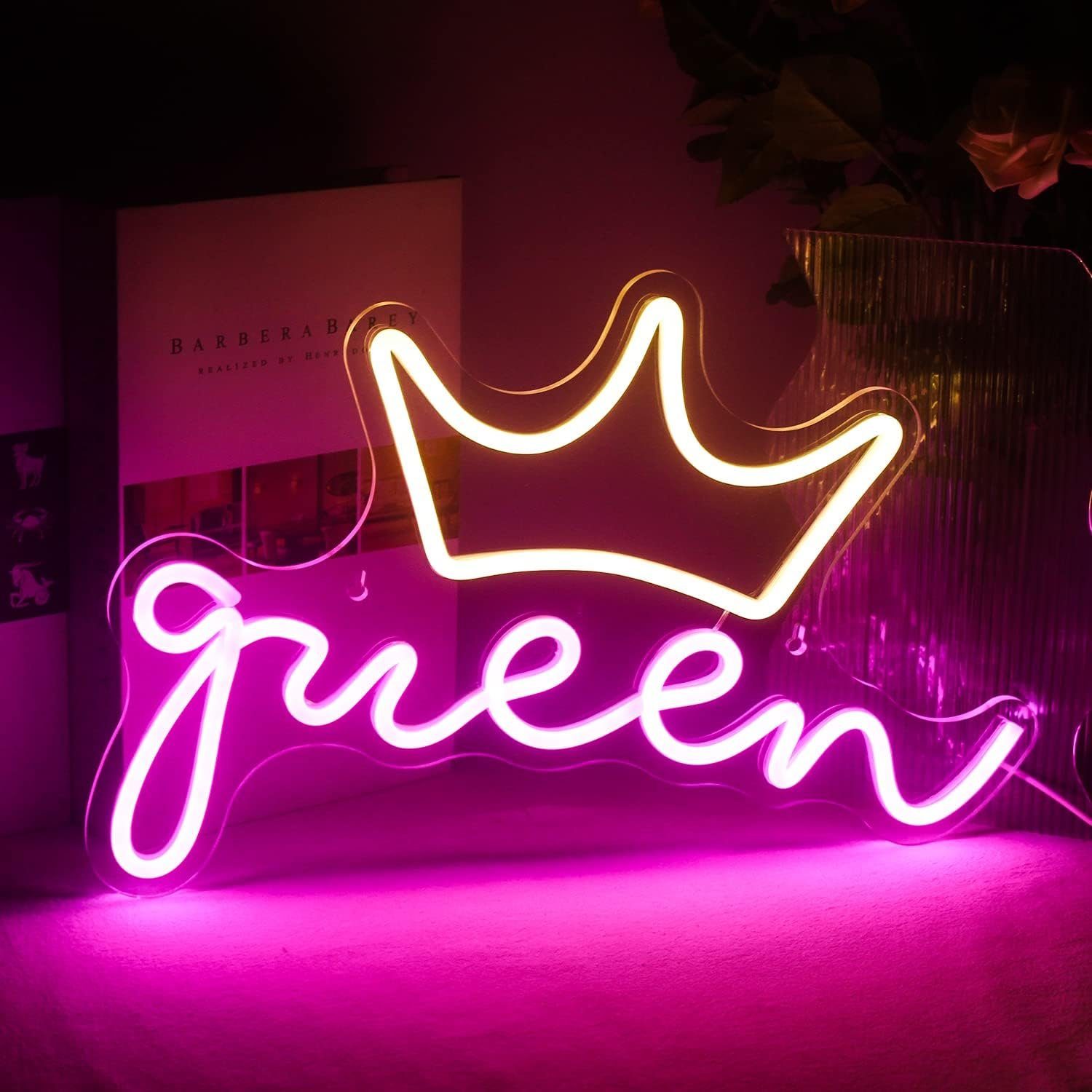 Rosnek LED Nachtlicht King/Queen, mit Ein/Aus-Schalter, Neonschild für Kinder Spielzimmer