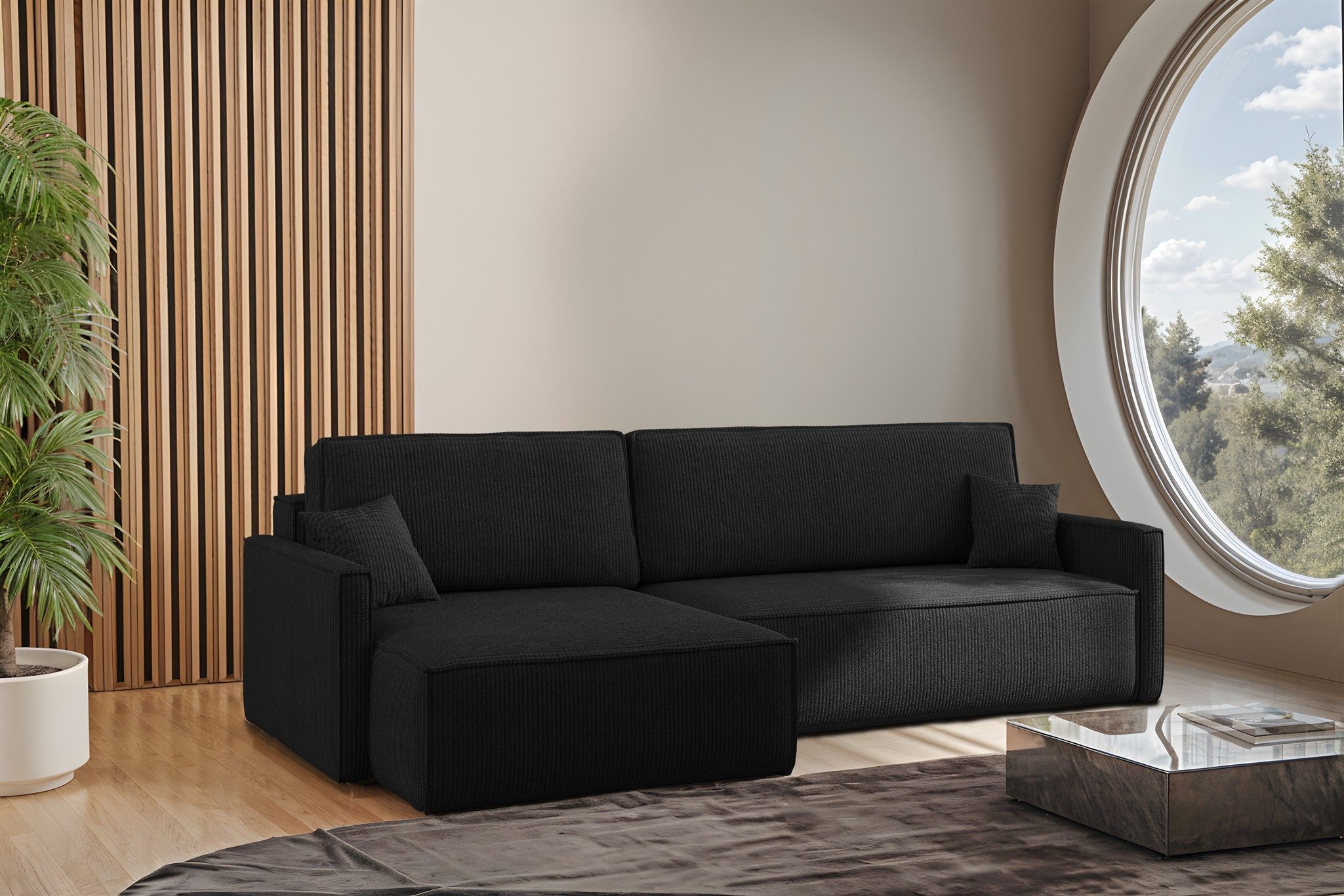 Fun Möbel Ecksofa Schlafsofa Sofa LOUIS in Stoff, inkl. 2 Zierkissen, Inkl. Bettkasten