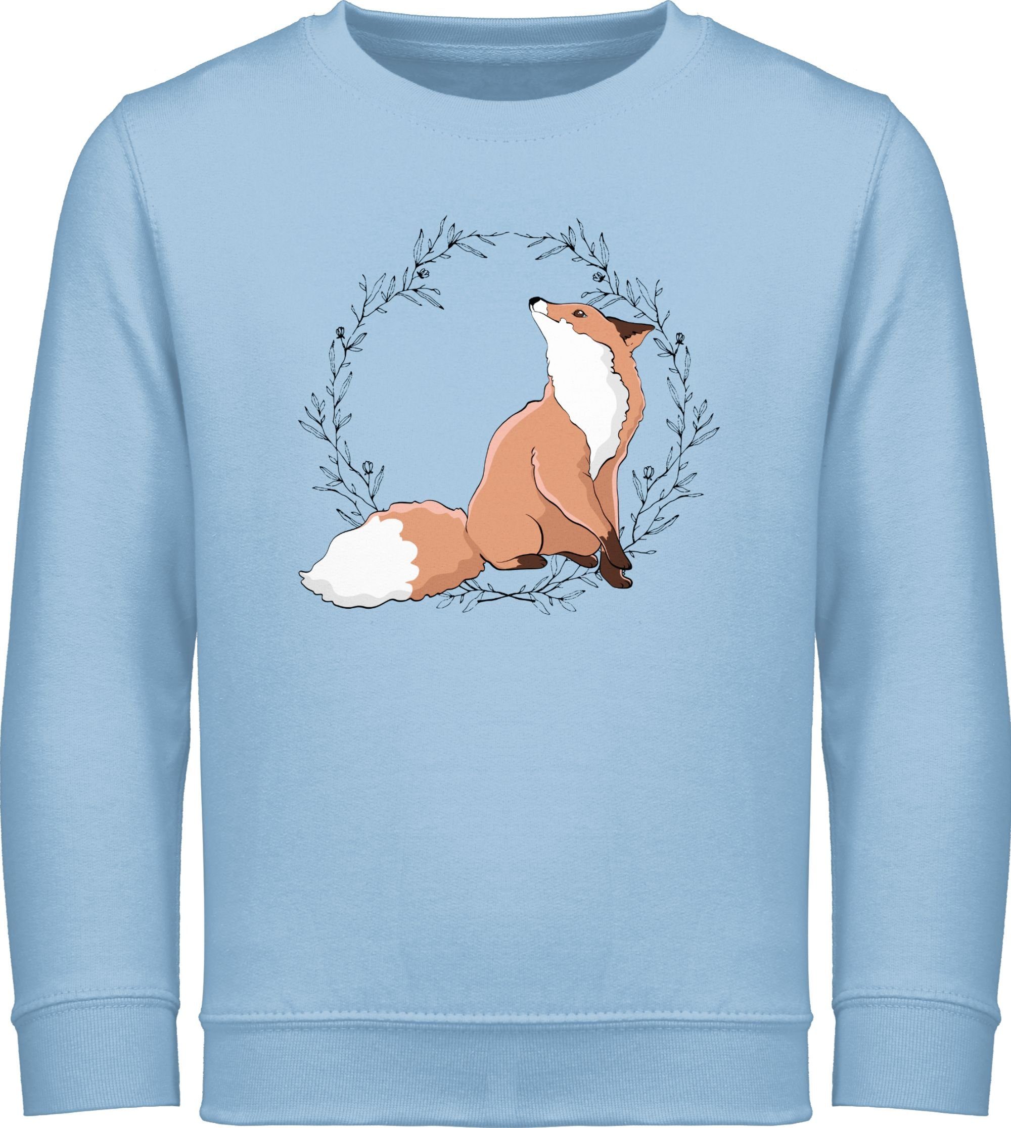 Shirtracer Sweatshirt Fuchs Fox Gechenk Tiermotiv Animal Print 1 Hellblau
