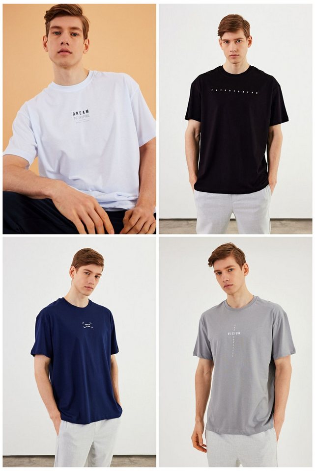 COMEOR Oversize-Shirt Herren T-Shirt: Trendige Urban Streetwear für lässige Styles (4-tlg) mit individuellem Print