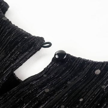 vidaXL A-Linien-Kleid Kinderkleid mit Langen Ärmeln Pailletten Schwarz 128