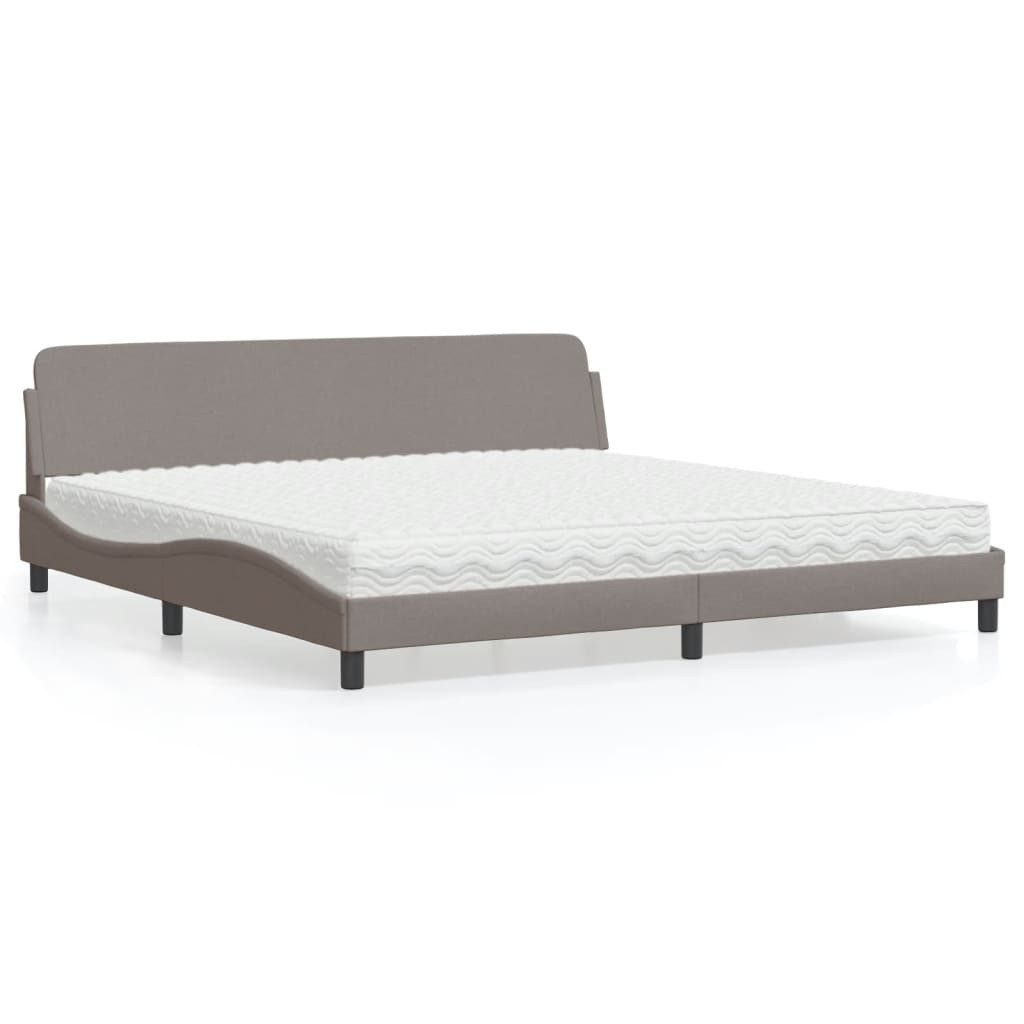vidaXL Bett Bett mit Matratze Taupe 200x200 cm Stoff