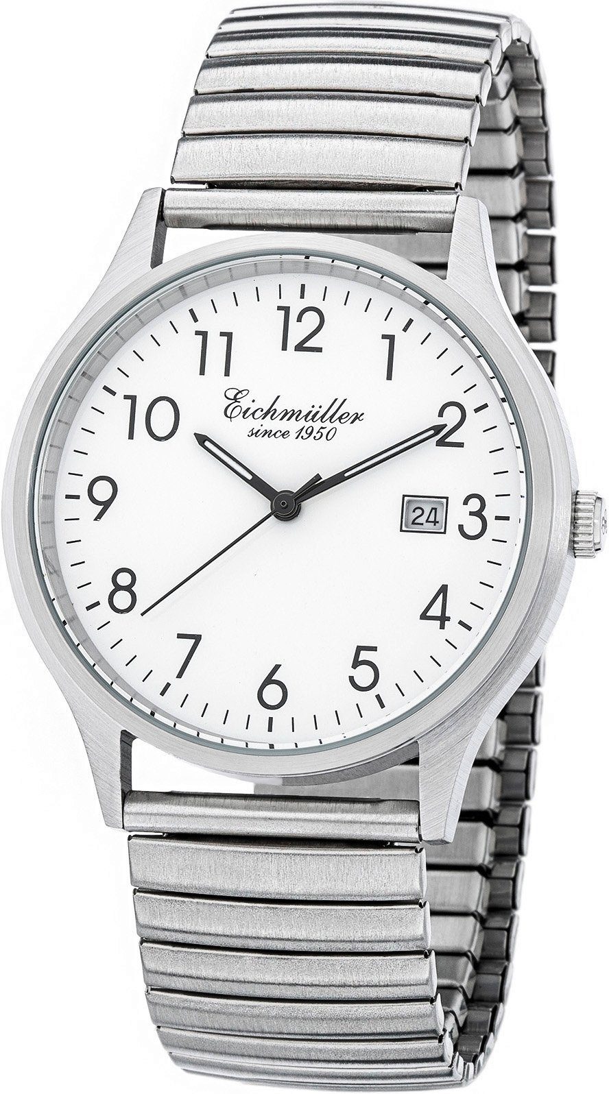 Eichmüller Quarzuhr Herrenuhr 3052-03 Weiss Zugband matt 38 mm