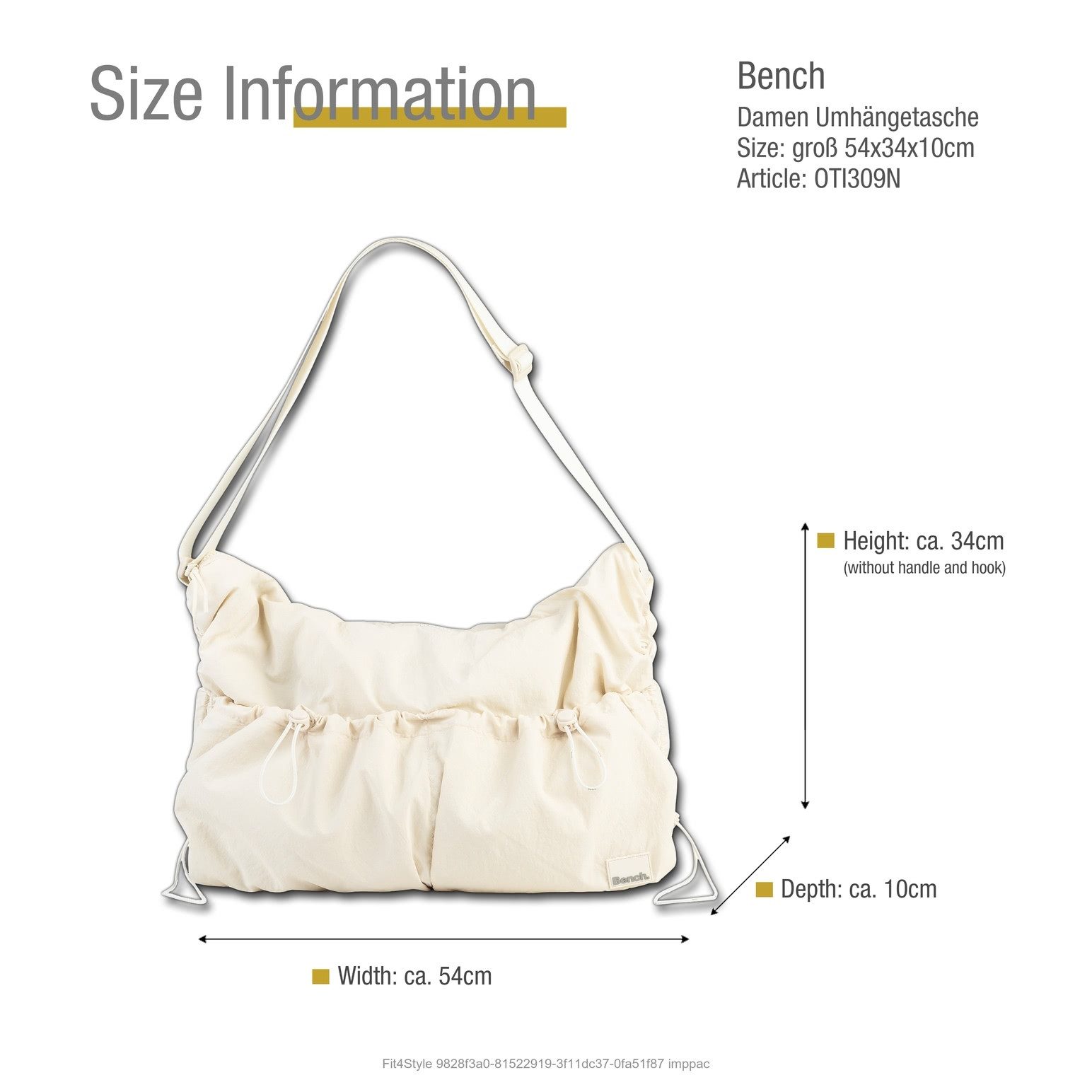 Bench. Umhängetasche Bench Umhängetasche Nylon washed beige (Umhängetasche), Damen Umhängetasche Nylon, washed, beige, weiß ca. 54cm x ca. 10cm