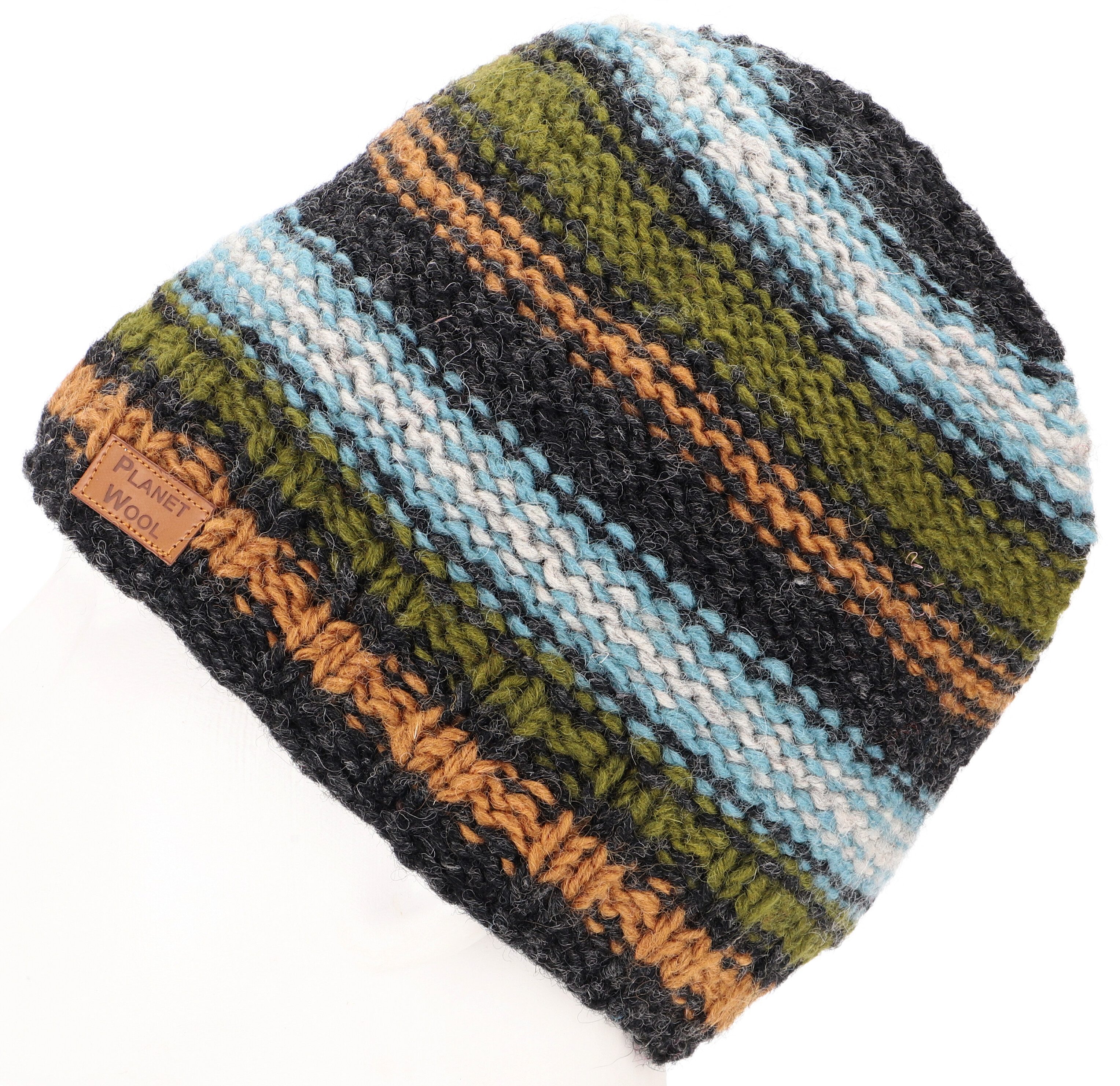 Guru-Shop Strickmütze Beanie Mütze, gestreifte Strickmütze aus Nepal,..