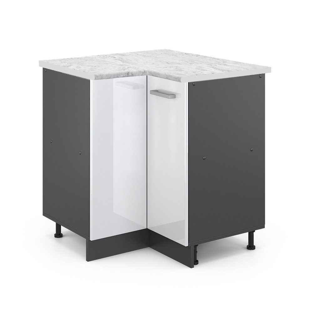 Vicco Eckunterschrank R-Line, Weiß Hochglanz/Anthrazit, AP günstig online kaufen