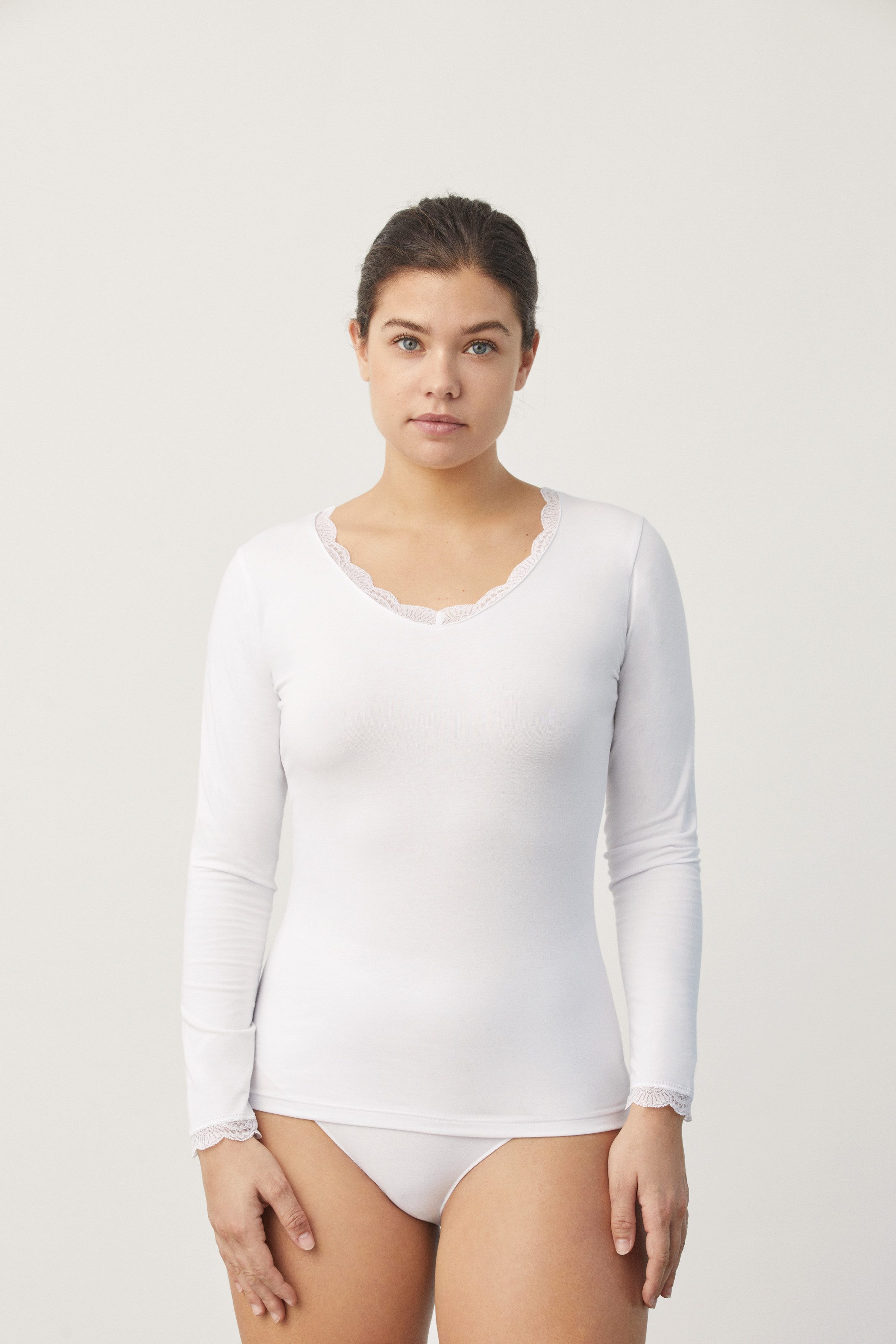 YSABEL MORA Langarmshirt BASIC COLLECTION COTTON WITH LACE (2er Pack) das perfekte Basic-Longsleeve für jeden Tag