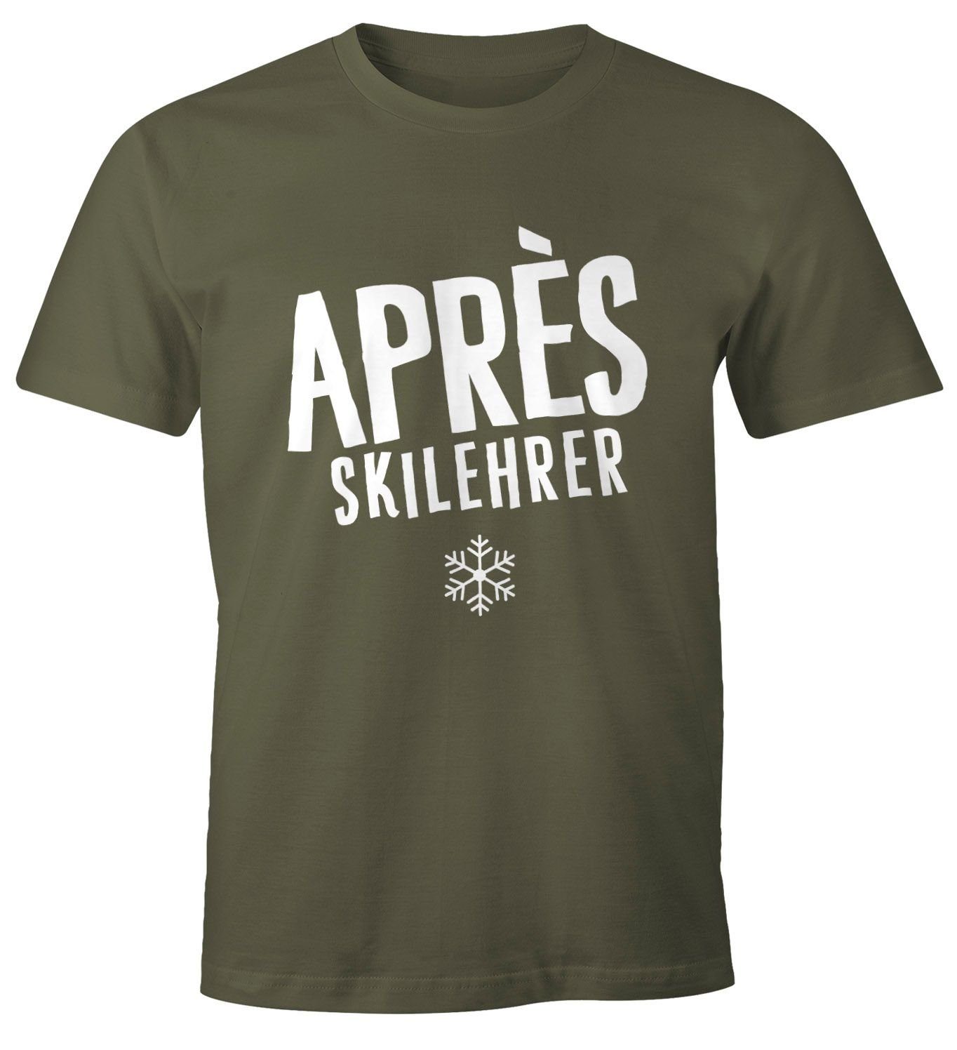 Print Lehrer mit Fun-Shirt Apres-Ski Herren grün MoonWorks T-Shirt Moonworks® Print-Shirt