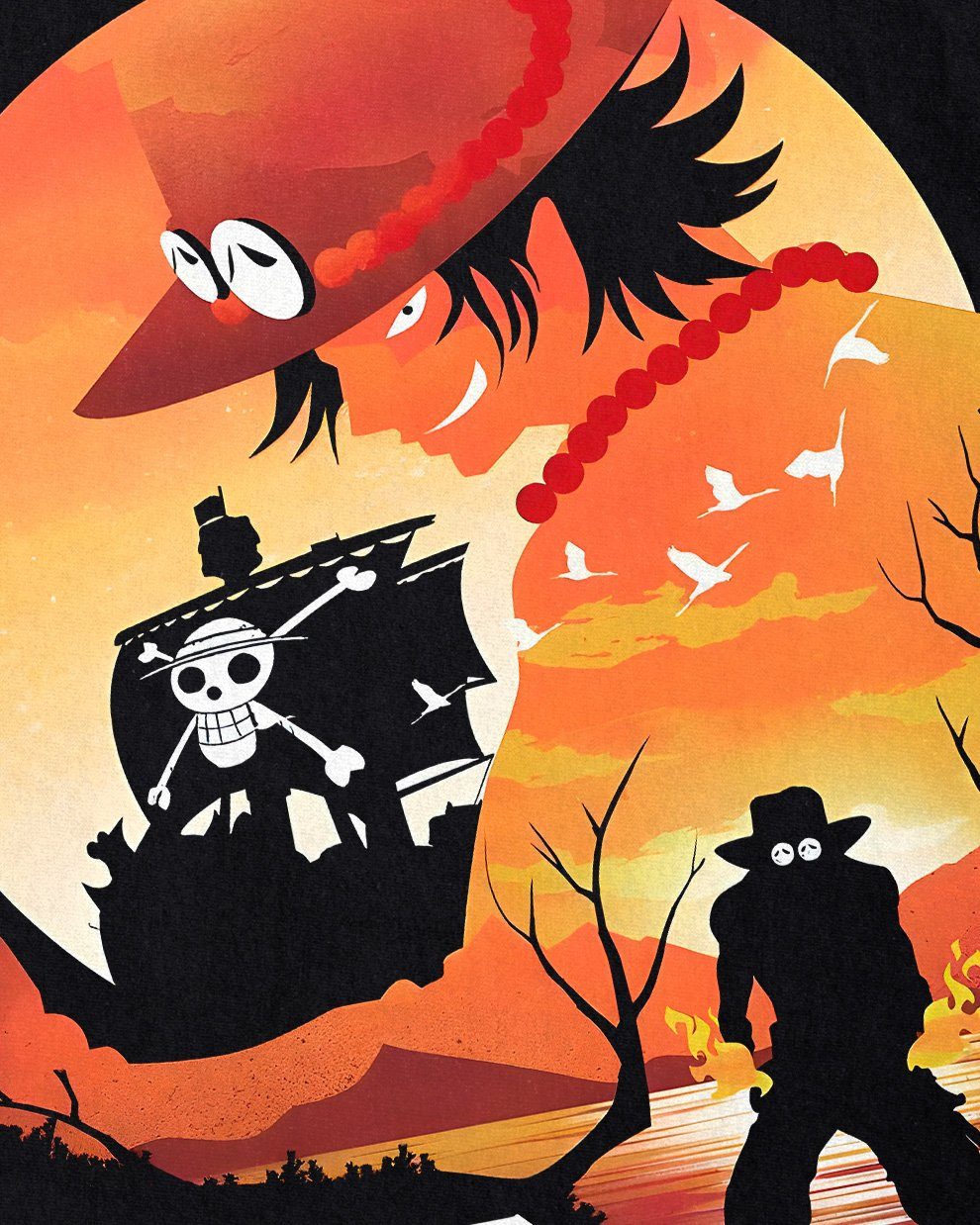 style3 T-Shirt Ace Sunset one piece japan anime luffy manga monkey ruffy günstig online kaufen